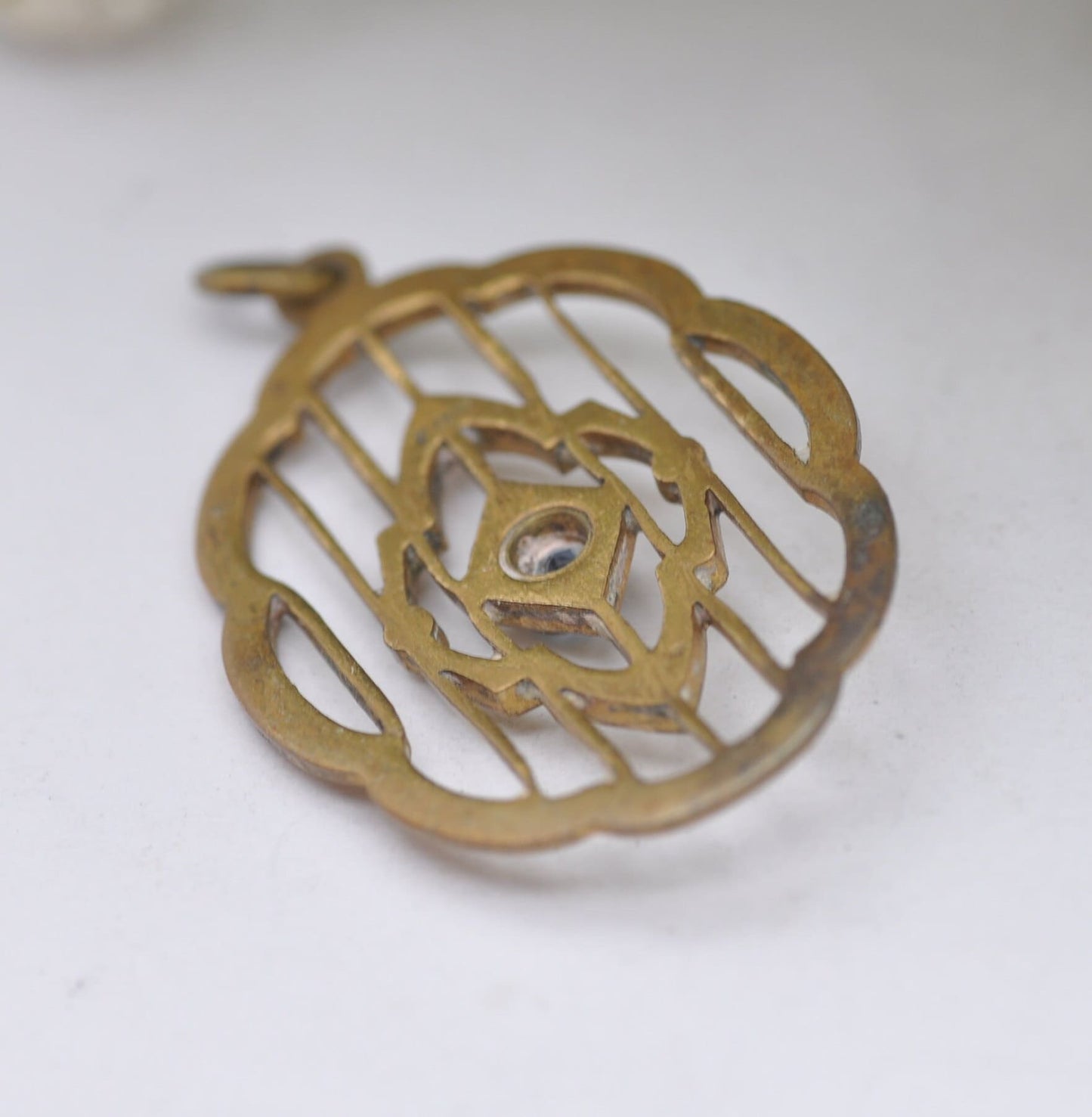 Antique Gold Gilt Blue Paste Pendant