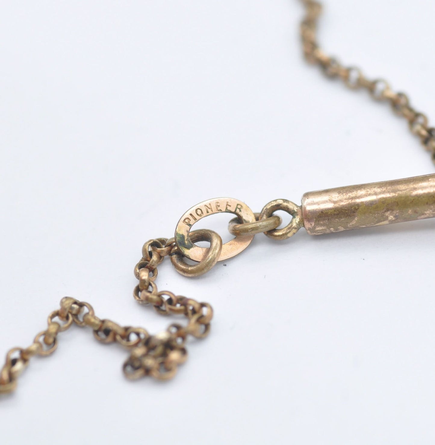 Antique Rolled Gold Amethyst Paste Pendant Necklace on Pioneer Chain