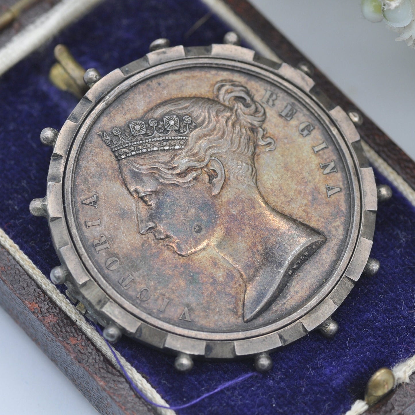 Queen Victoria 1858 India Mutiny Medal Set as a Spinning Brooch