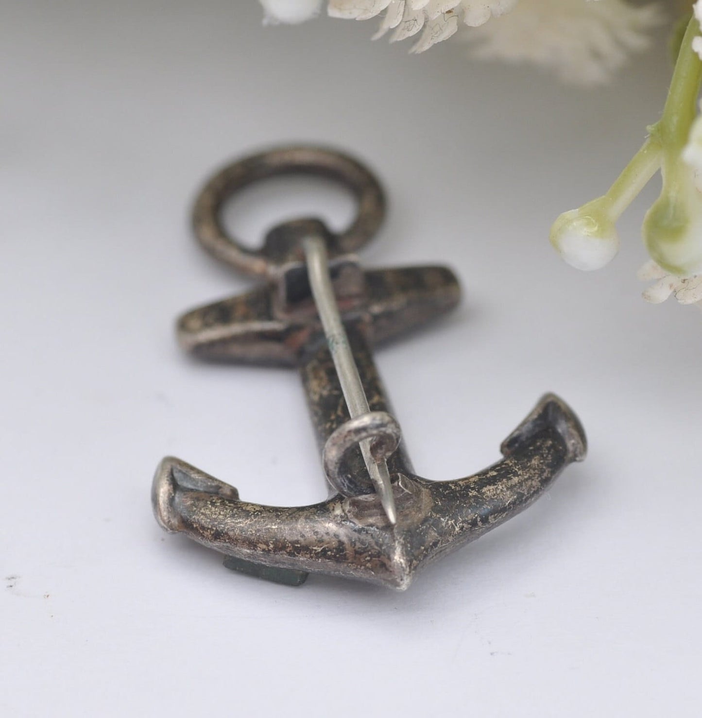 Antique Sterling Silver Scottish Agate Anchor Brooch 1909