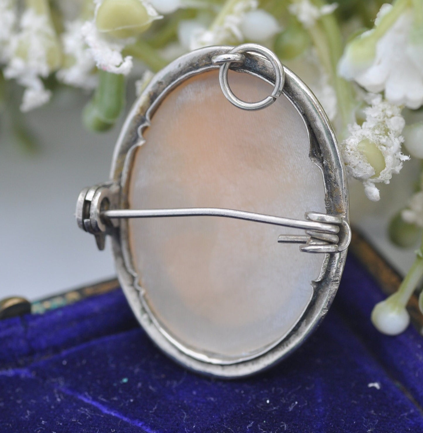 Vintage Silver Cameo Brooch or Pendant - Carved Shell Profile Portrait