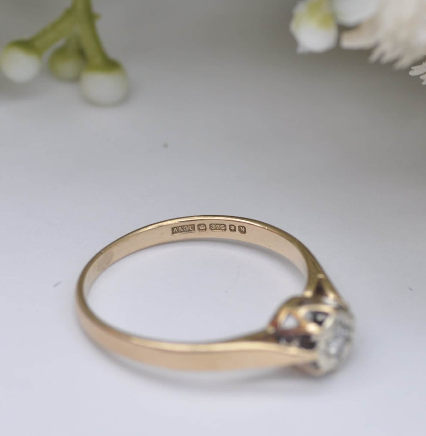 Vintage 9ct Gold Diamond Solitaire Ring 1987