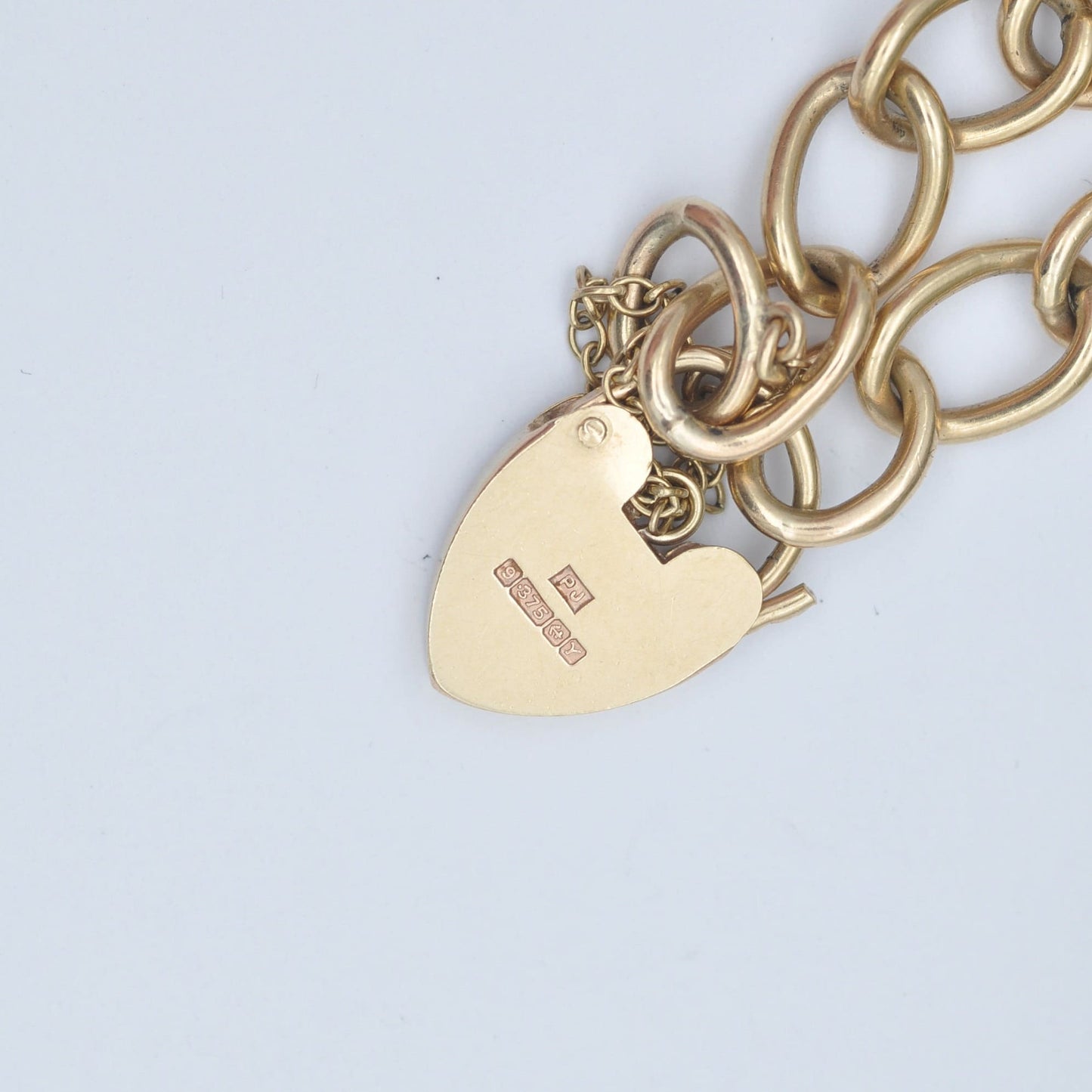 Vintage 9ct Gold Heart Padlock Clasp Curb Link Chain Bracelet 1973