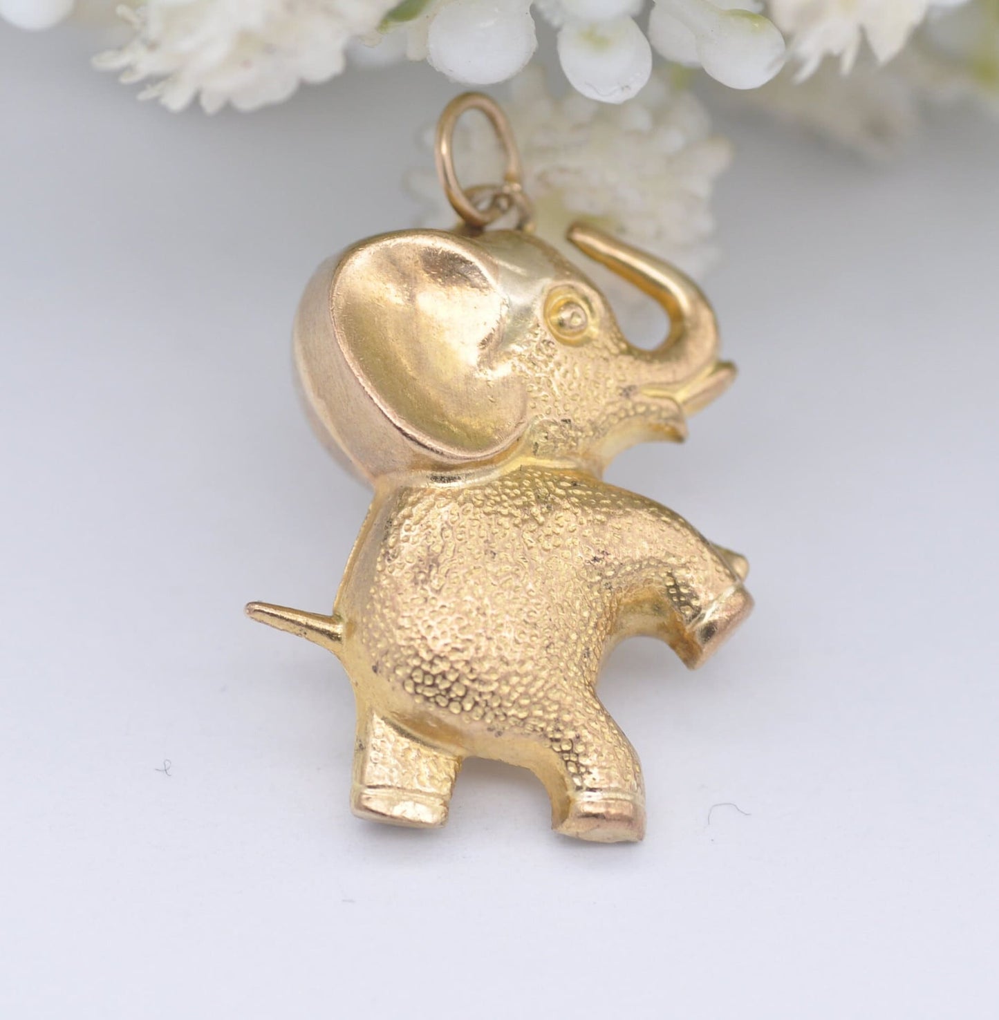 Vintage 9ct Gold Cartoon Elephant Charm Pendant by Fred Manshaw 1975