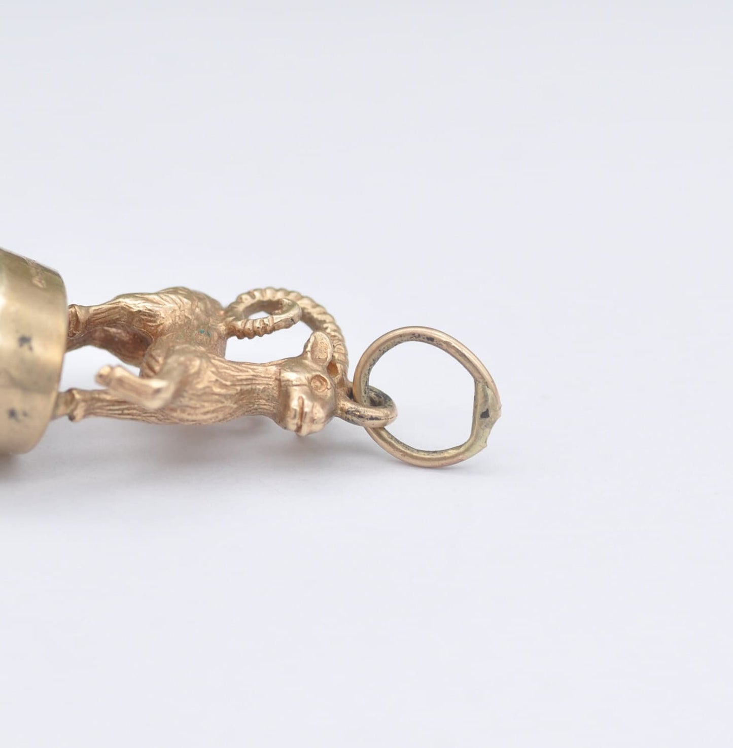 Vintage 9ct Rose Gold Aries Fob Charm Pendant 1973