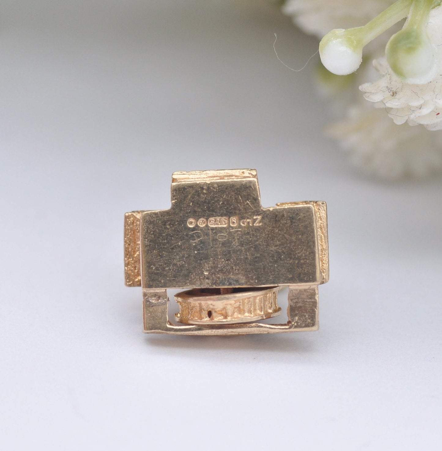 Vintage 9ct Gold Watermill Charm Pendant 1970