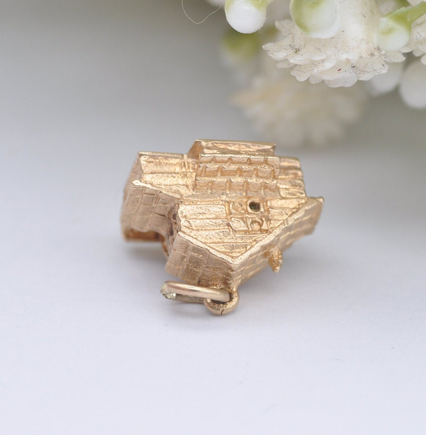Vintage 9ct Gold Watermill Charm Pendant 1970