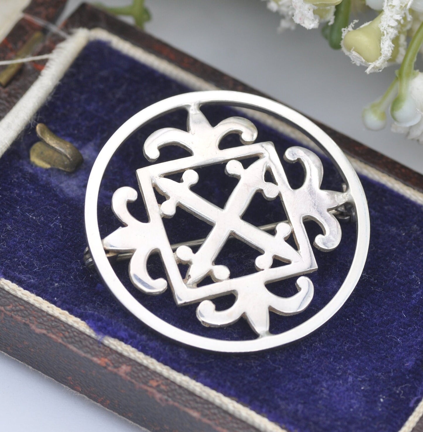 Vintage Ortak Scottish Sterling Silver Brooch by Malcolm Gray 1978 - Celtic Cross | Edinburgh Hallmarks