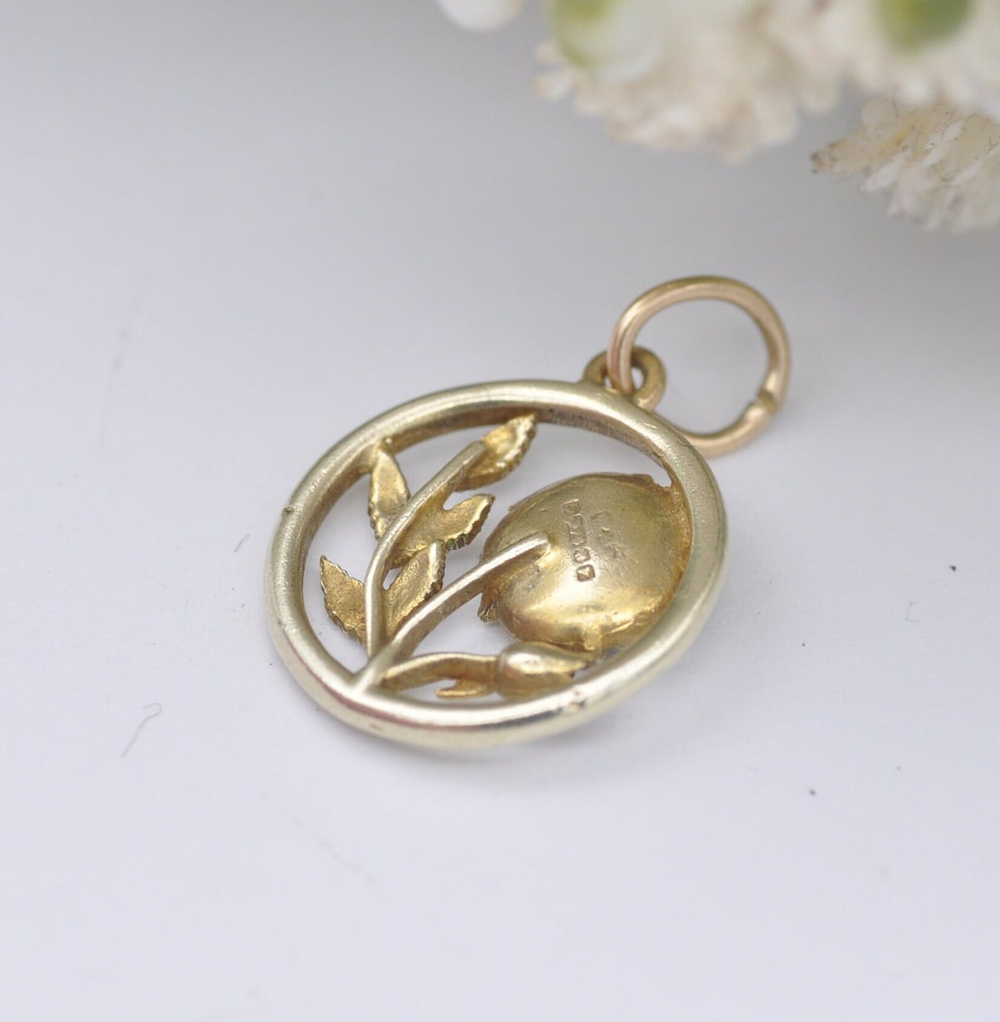 Vintage 9ct Gold Lancaster Rose Charm Pendant 1970 - Enamel Souvenir | Red Rose of Lancashire