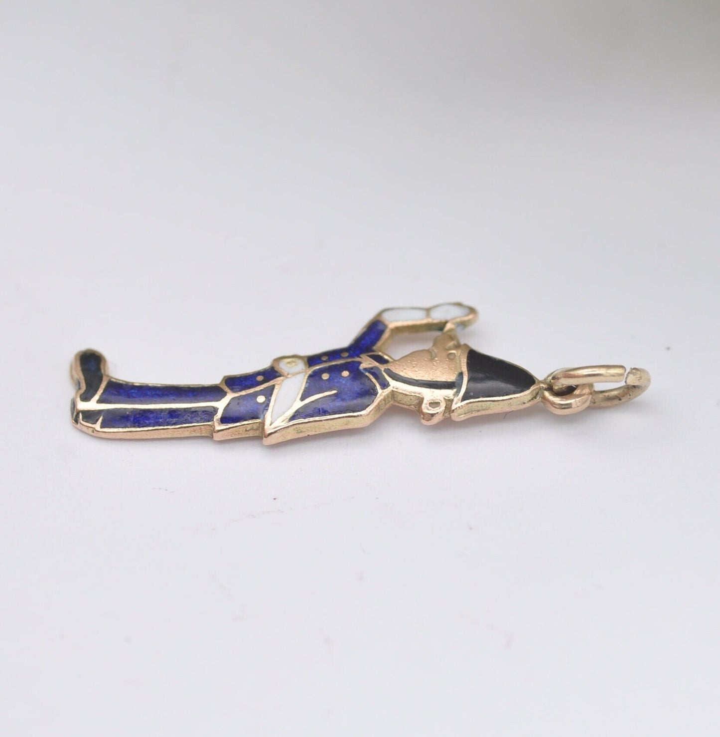 Vintage 9ct Gold Enamel Policeman Charm Pendant - Bobby Cartoon Character