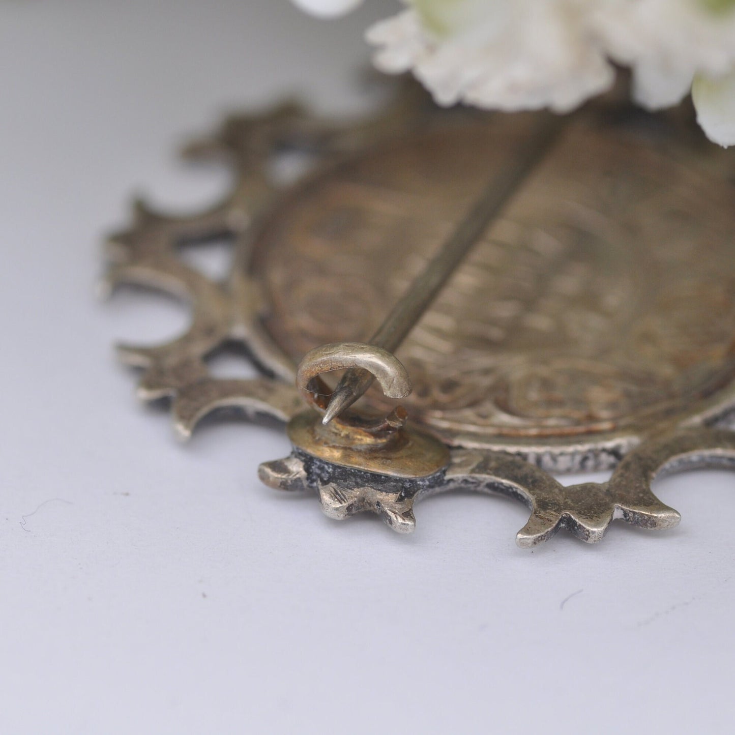 Antique George V Half Rupee Coin Brooch - 1916 Indian Coin Brooch | Sterling Silver