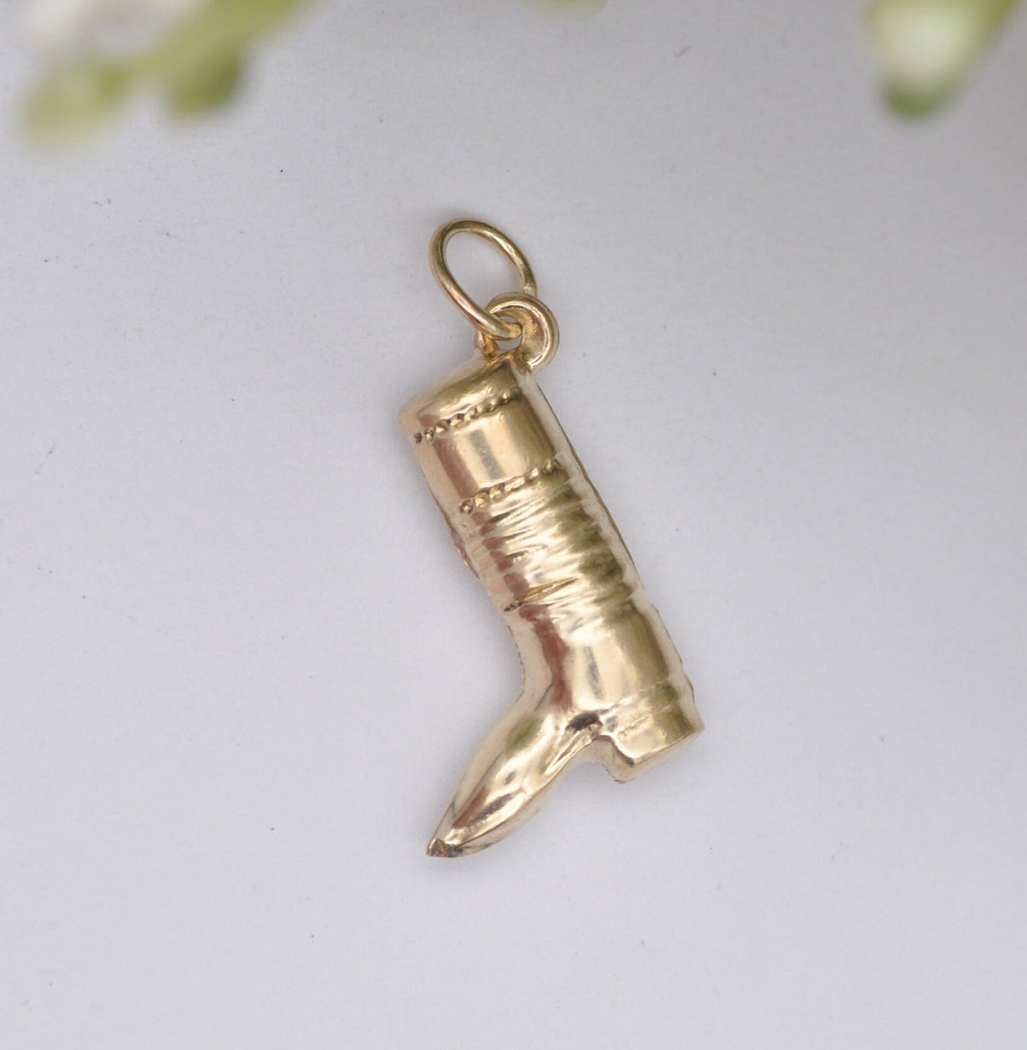 Vintage 9ct Gold Single Boot Charm Pendant by Fred Manshaw 1964