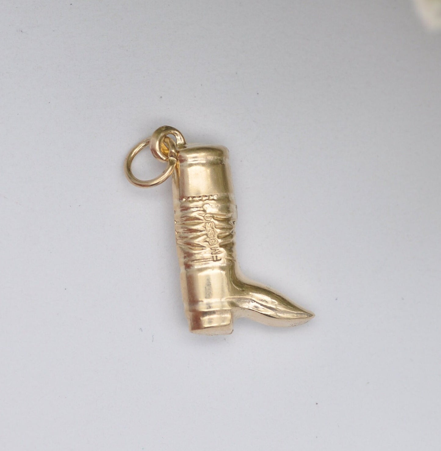 Vintage 9ct Gold Single Boot Charm Pendant by Fred Manshaw 1964