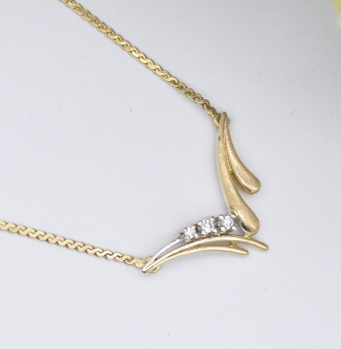 Vintage 9ct Gold Diamond Necklace 1982 - with Integral Pendant