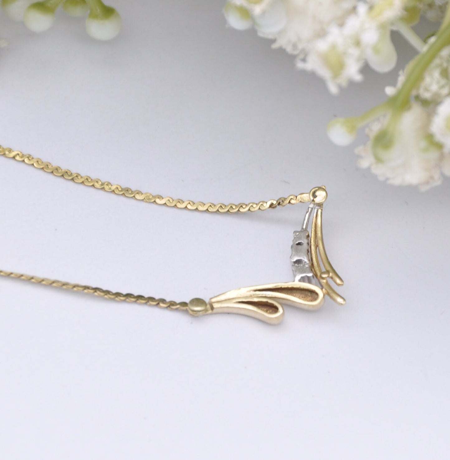 Vintage 9ct Gold Diamond Necklace 1982 - with Integral Pendant