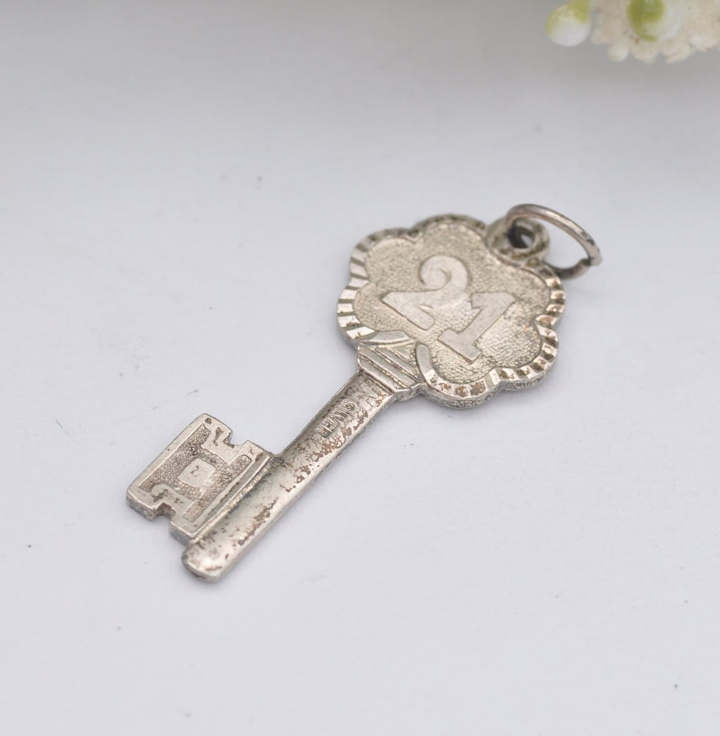 Vintage Sterling Silver 21 Key Charm Pendant - 21st Birthday