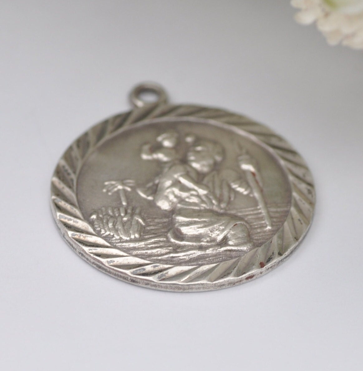 Vintage Sterling Silver St Christopher Charm Pendant