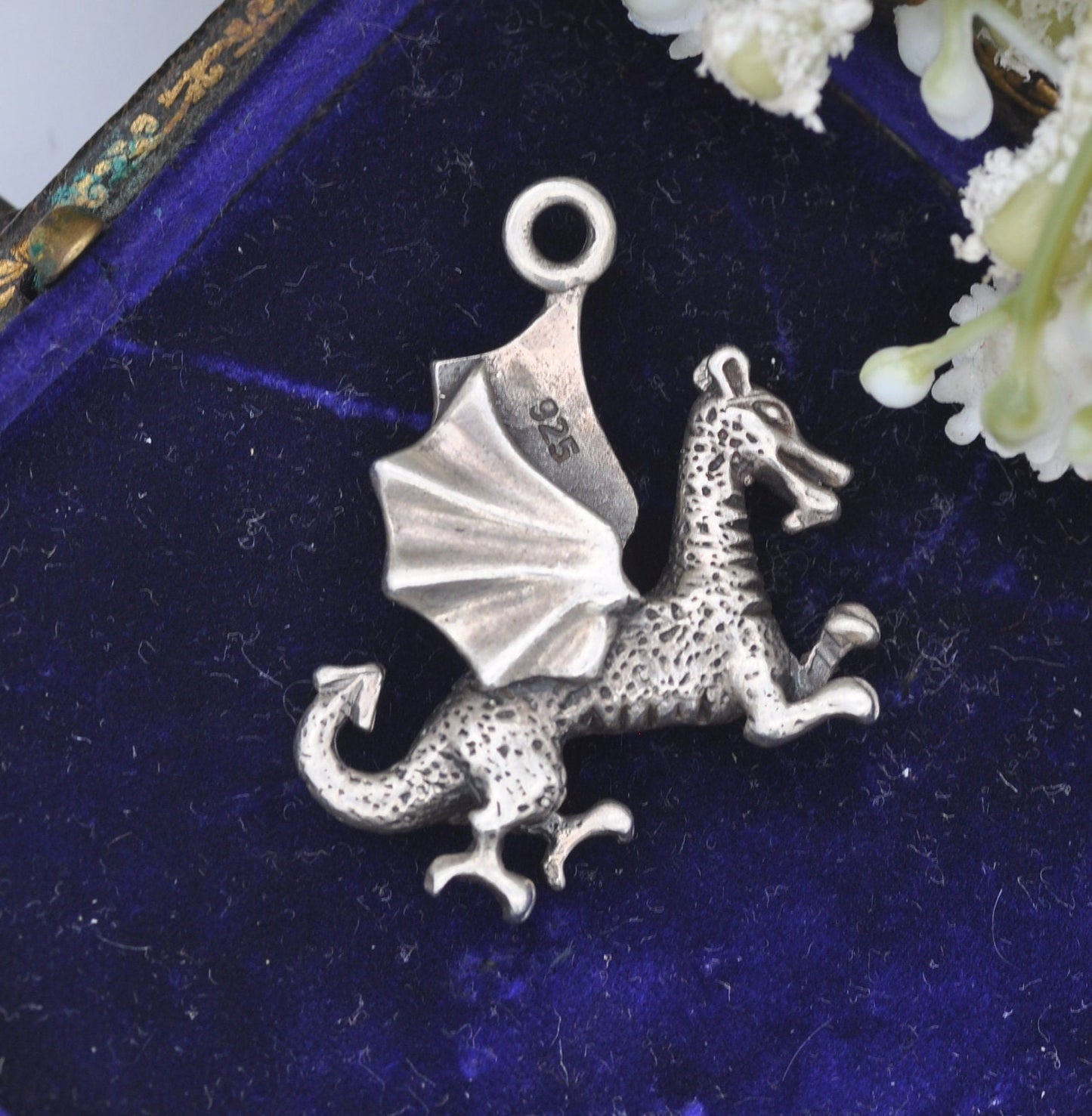 Vintage Sterling Silver Dragon Charm Pendant - Mystical Pendant | Fantasy Creature