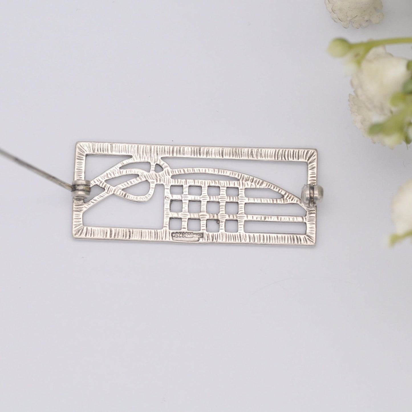 Vintage Scottish Sterling Silver Brooch - Mackintosh Stained Glass Window Style | Celtic Flower Design