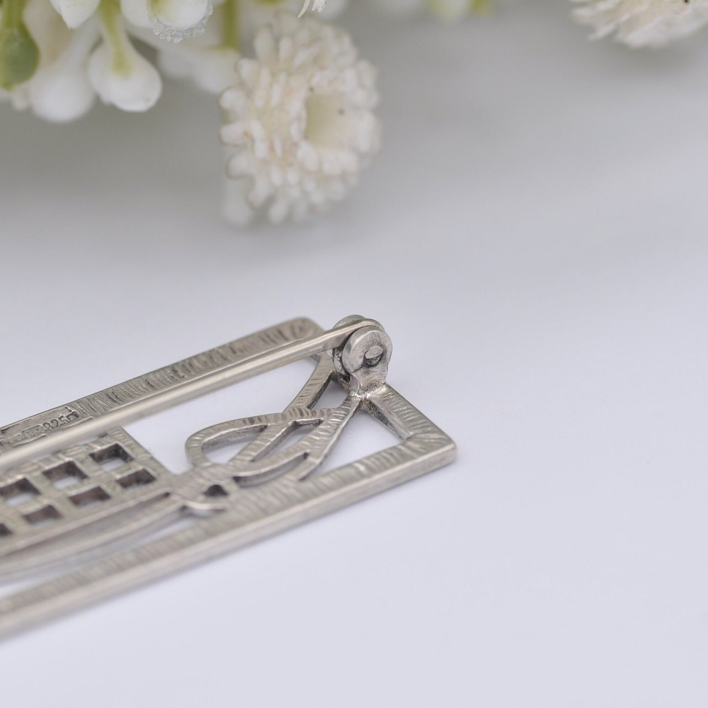 Vintage Scottish Sterling Silver Brooch - Mackintosh Stained Glass Window Style | Celtic Flower Design