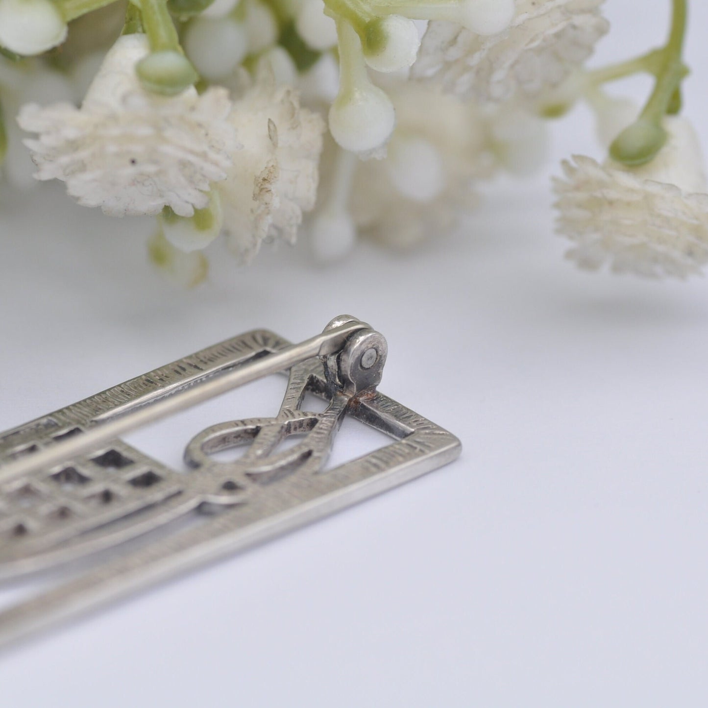 Vintage Scottish Sterling Silver Brooch - Openwork Stained Glass Window Flower Design | Mackintosh Style