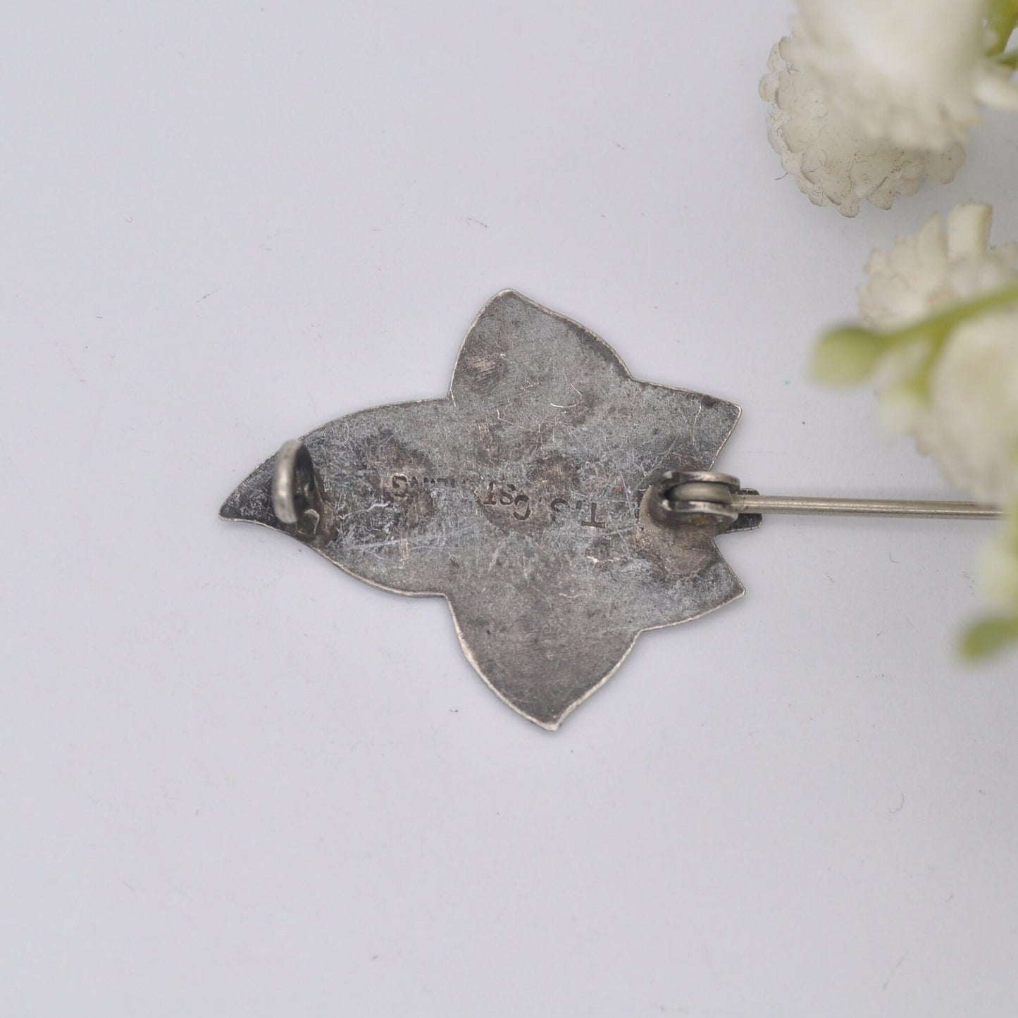 Antique Sterling Silver Mother Leaf Brooch - Sentimental Mum Jewellery