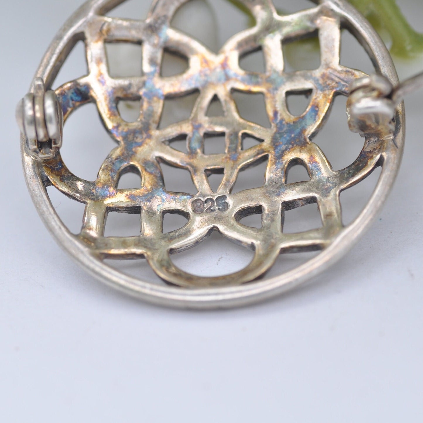 Vintage Sterling Silver Celtic Knot Brooch - Small Celtic Cross Circle