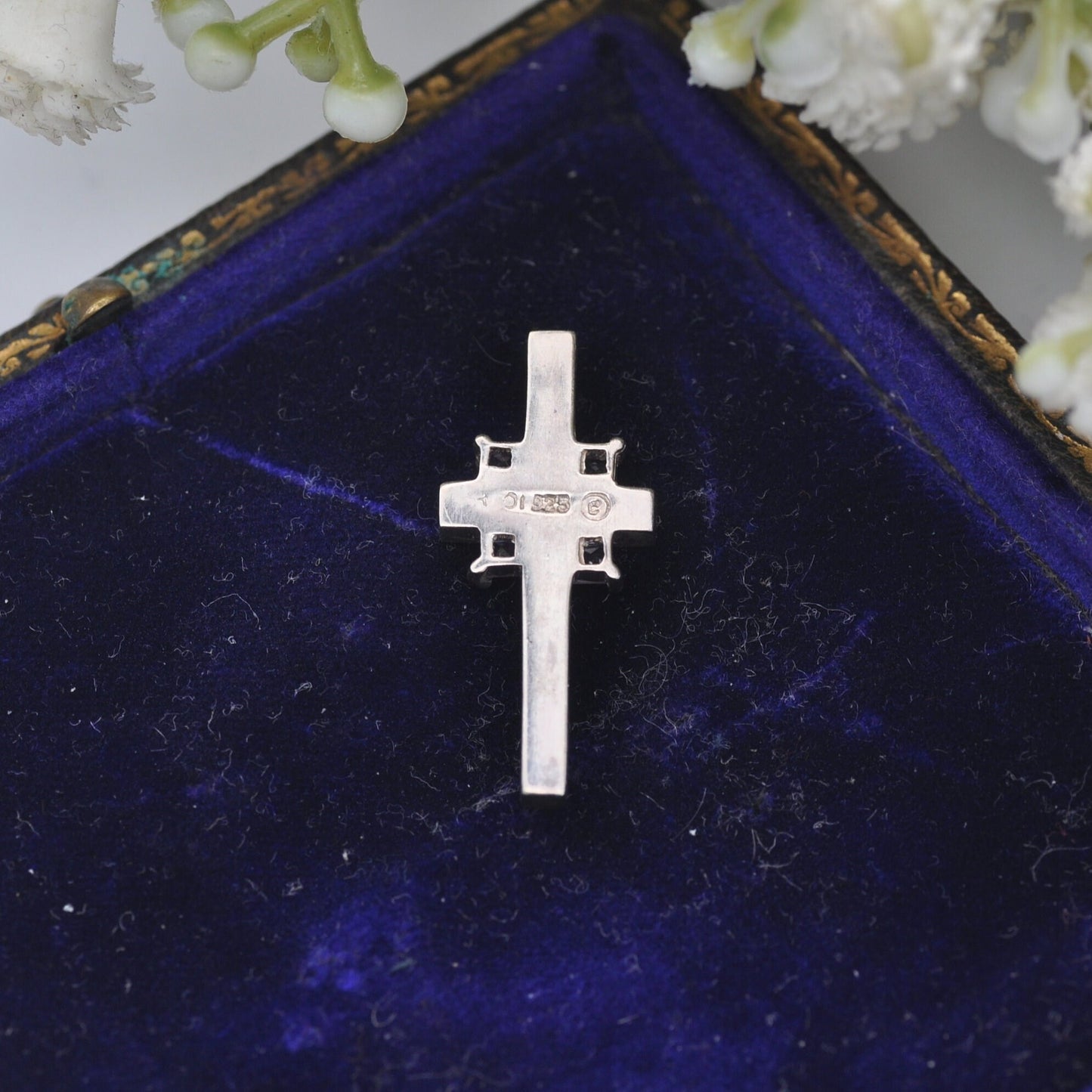 Vintage Kit Heath Sterling Silver Amethyst Cross Pendant