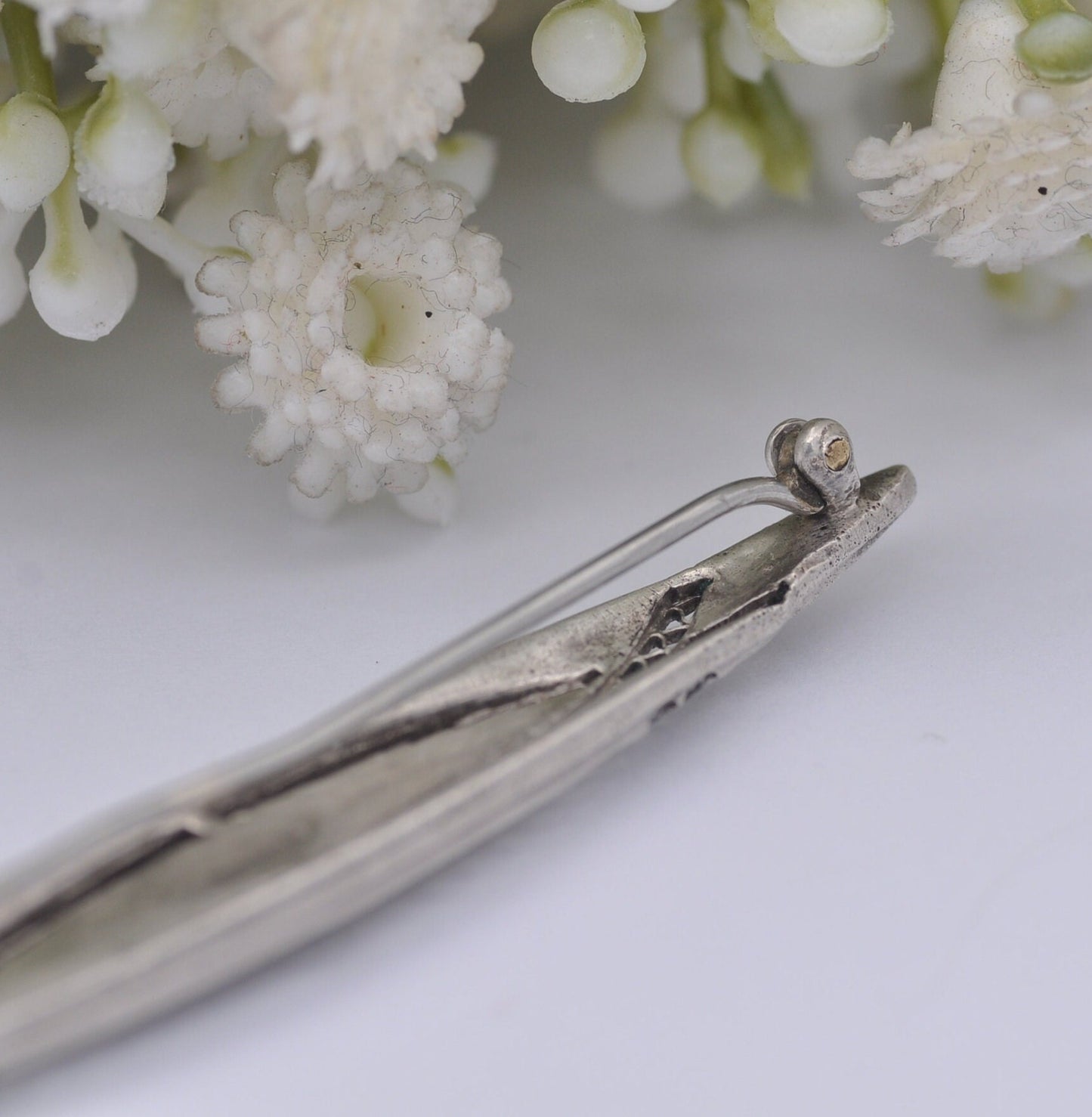 Vintage Art Deco Sterling Silver Paste Bar Brooch - Statement Sparkly Pin