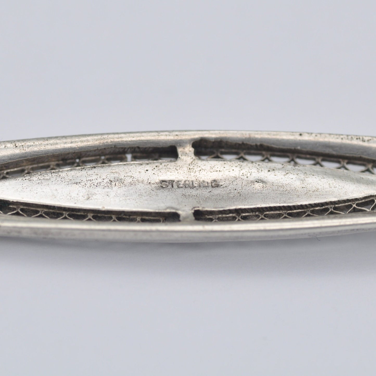 Vintage Art Deco Sterling Silver Paste Bar Brooch - Statement Sparkly Pin
