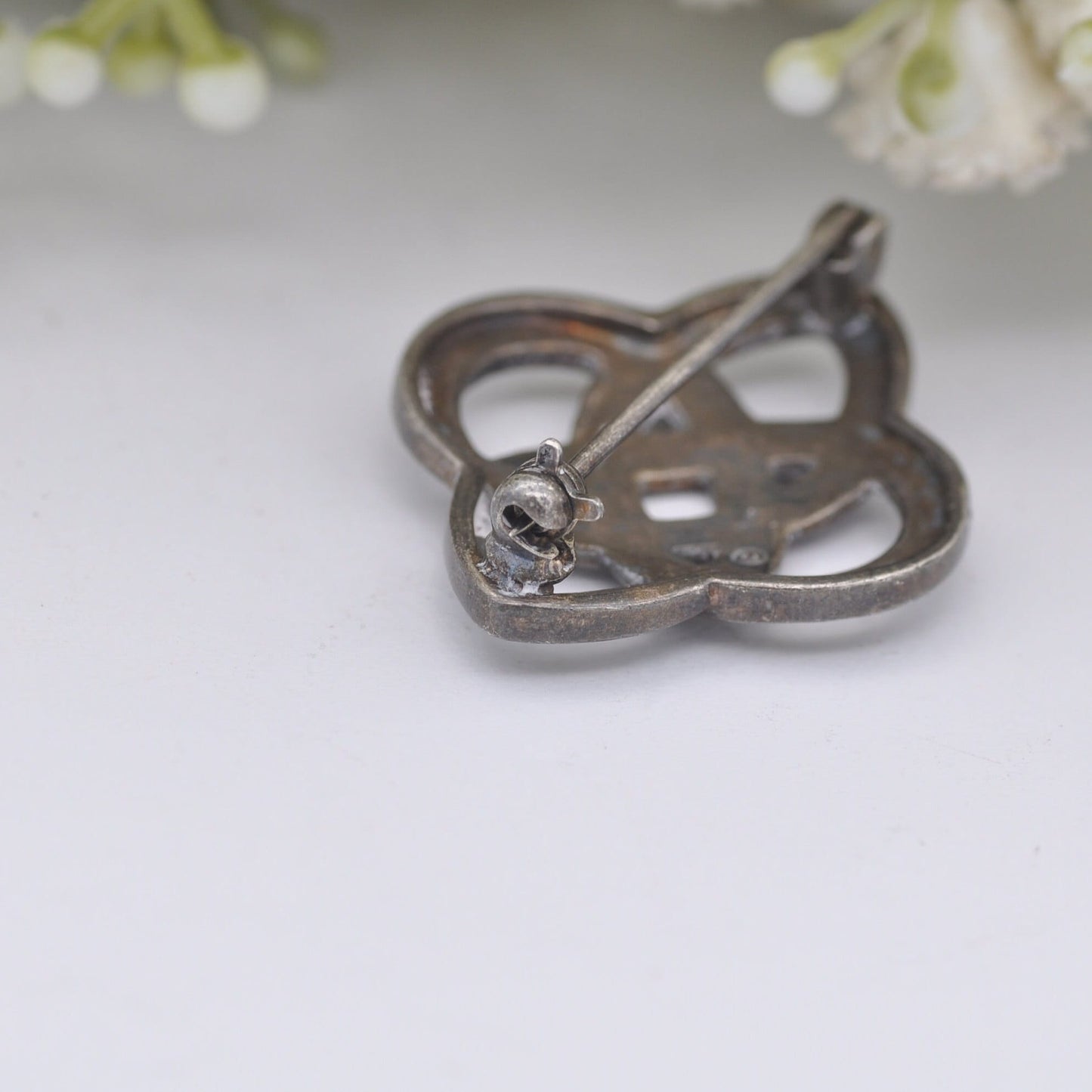 Vintage Kit Heath Sterling Silver Brooch -Small Open Celtic Knot Design