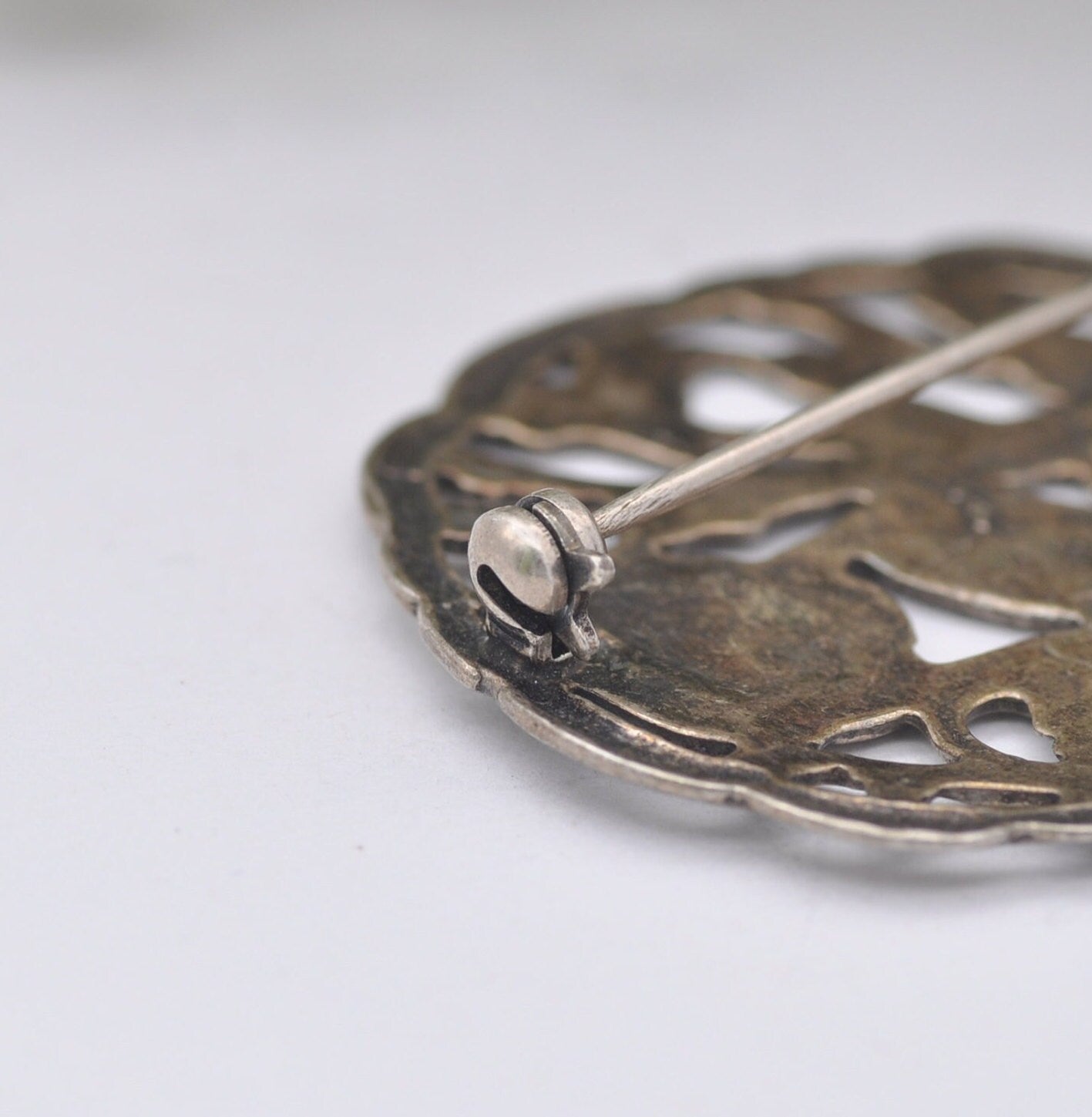 Vintage Sterling Silver Openwork Flower Brooch - Floral Cut Out Design | Victorian Style