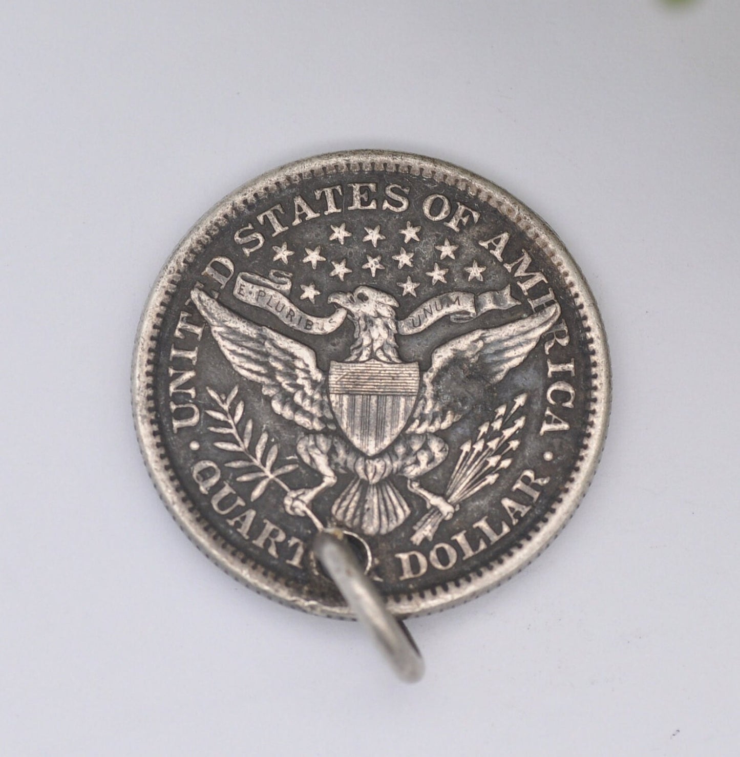 Antique Silver American Quarter Dollar Charm Pendant - US United States Coin Jewellery
