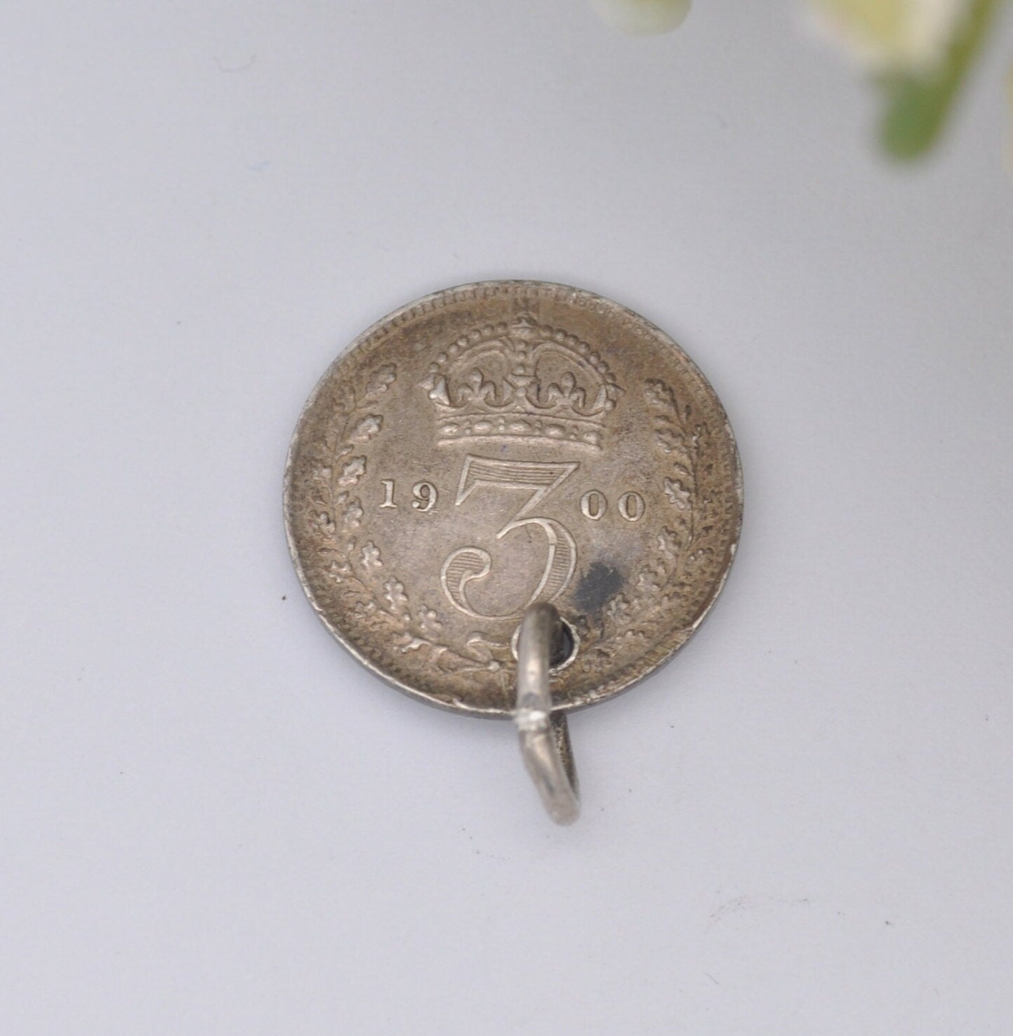 Antique Victorian Silver Three Pence 1900 Coin Charm Pendant - Victoria Silver Coin Jewellery