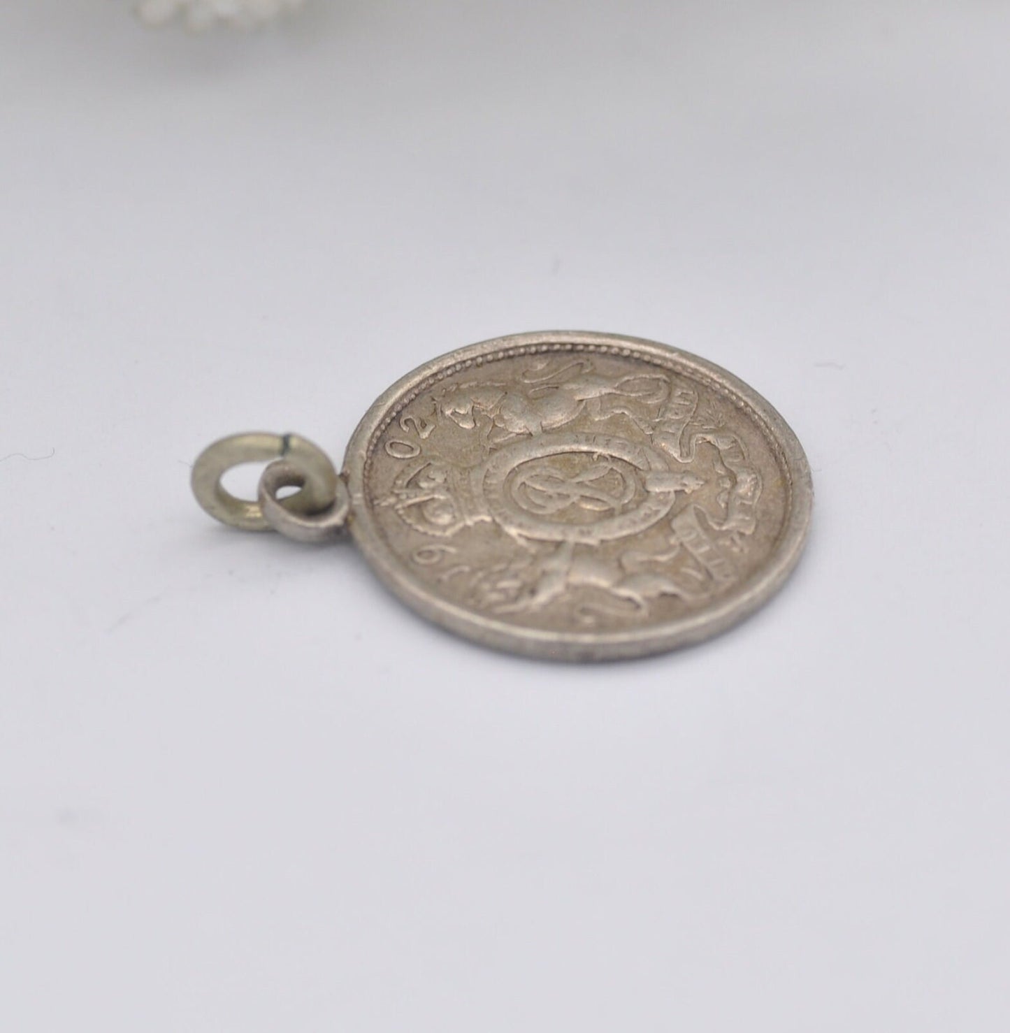 Antique Sterling Silver Edward VII 1902 Coronation Medal - Small Silver Charm Pendant