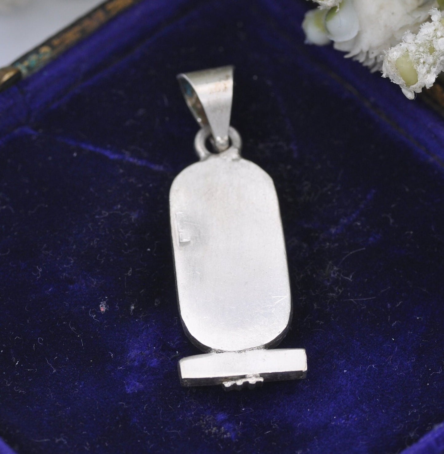 Vintage Sterling Silver Egyptian Cartouche Pendant with Hieroglyphs - Spelling Out Name Ann