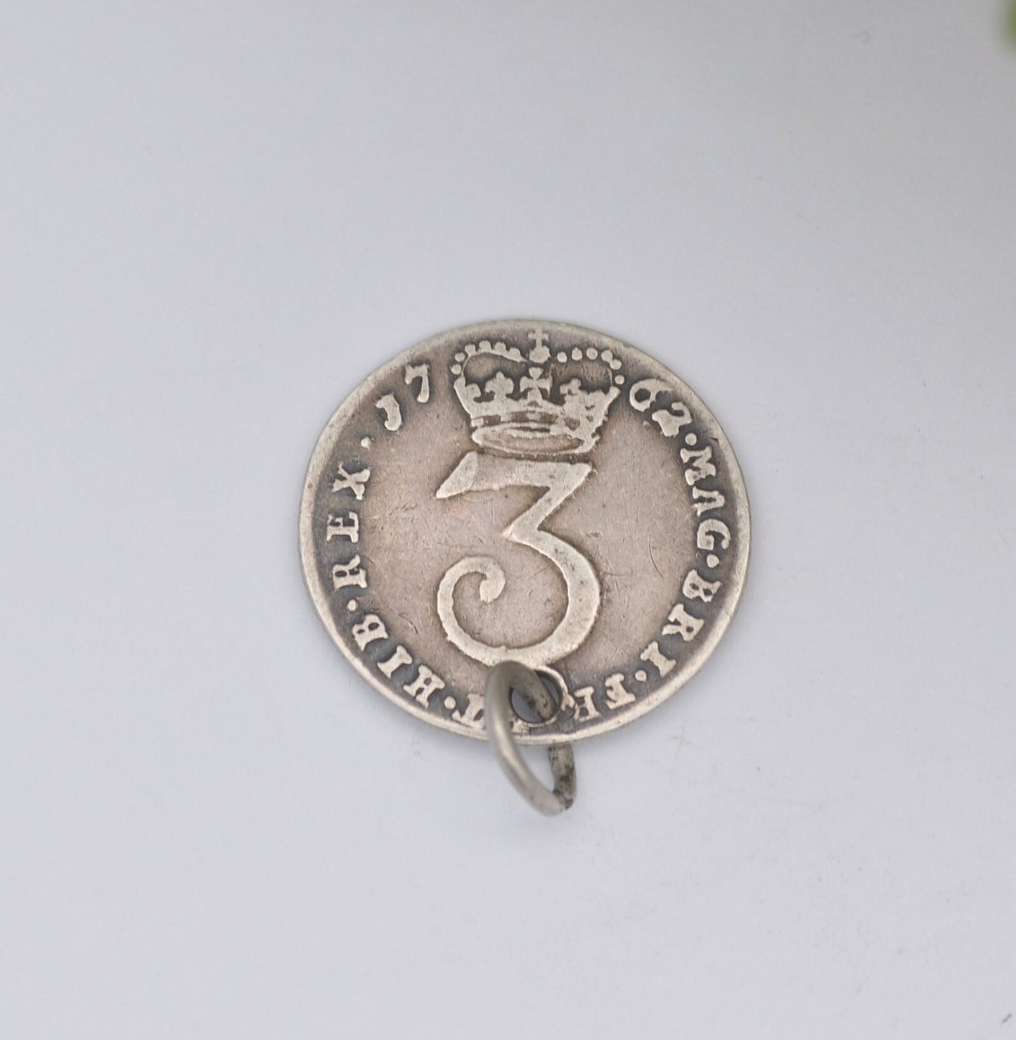 Antique Sterling Silver 1762 George III Threepence Coin Pendant - Silver Coin Jewellery