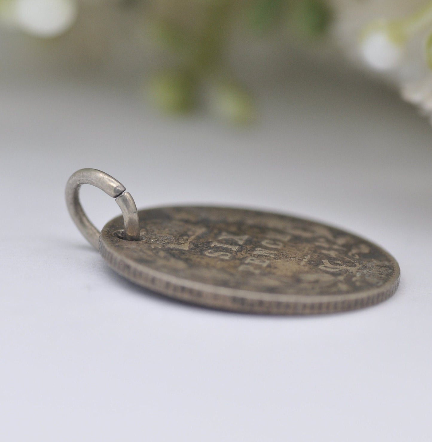 Antique Victorian Silver Sixpence 1898 Coin Charm Pendant - Silver Coin Jewellery