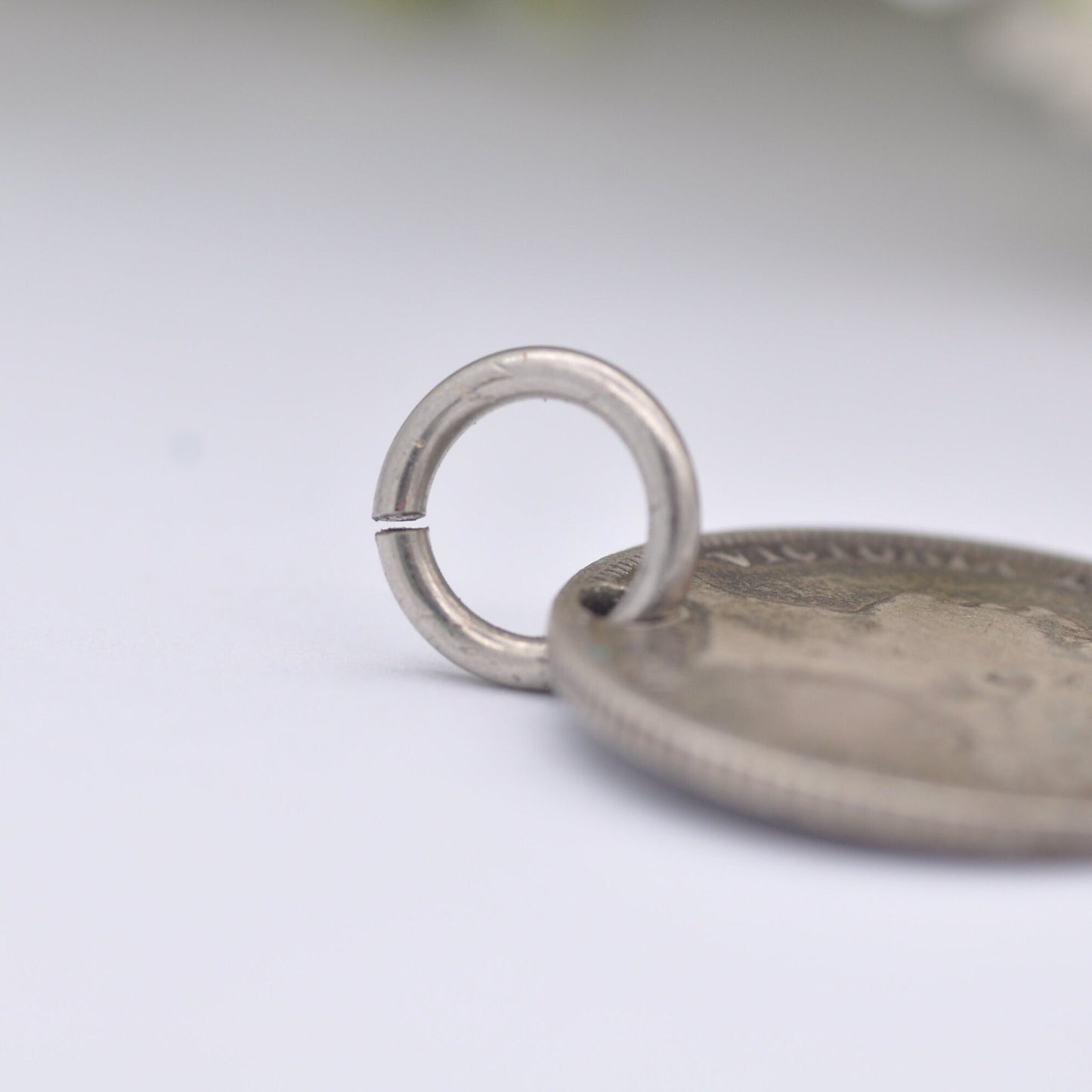 Antique Victorian Sterling Silver Six Pence 1885 Coin Charm Pendant - Victorian Silver Coin Jewellery