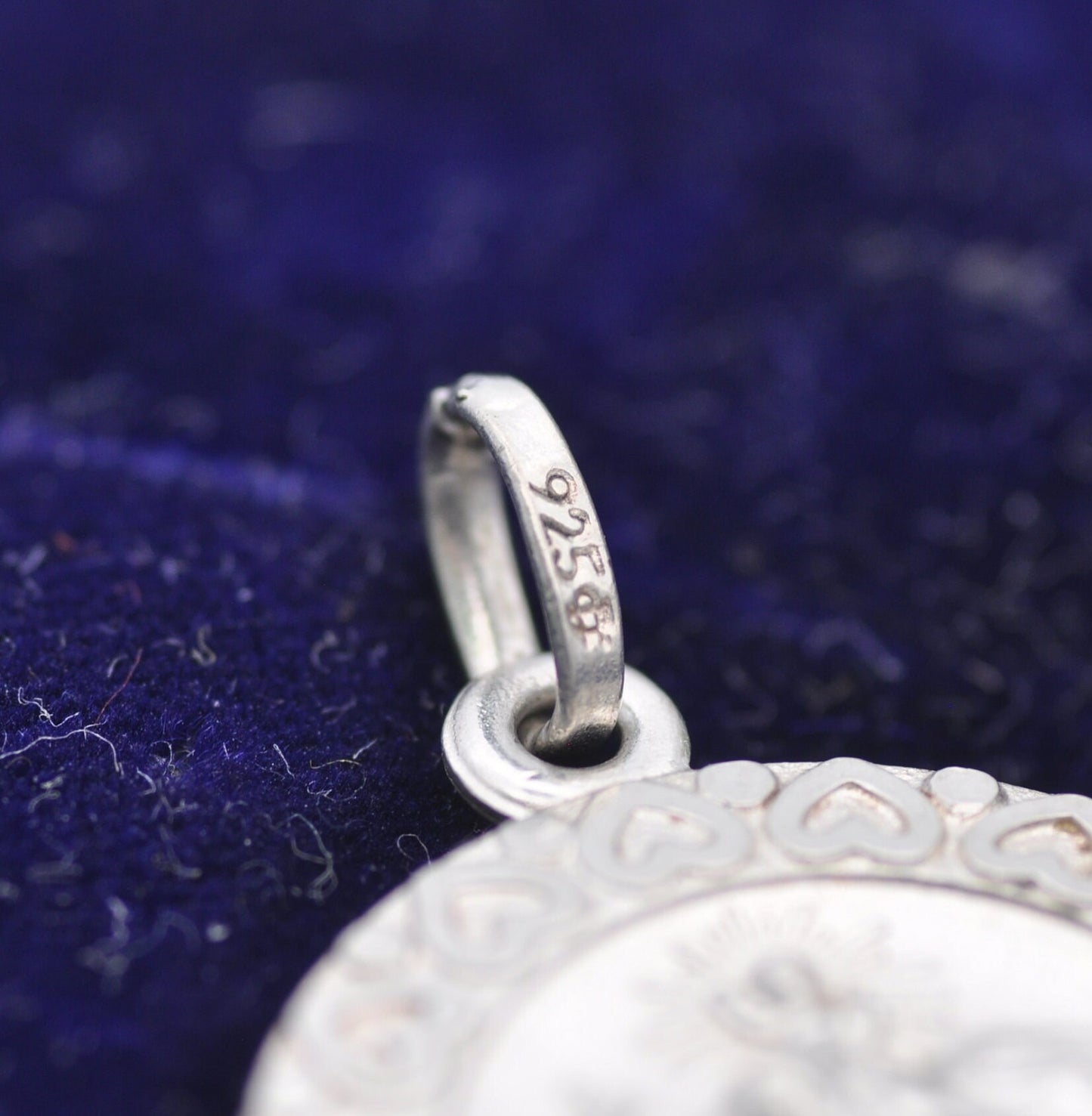 Vintage Sterling Silver St. Christopher Charm Pendant with Love Heart Border