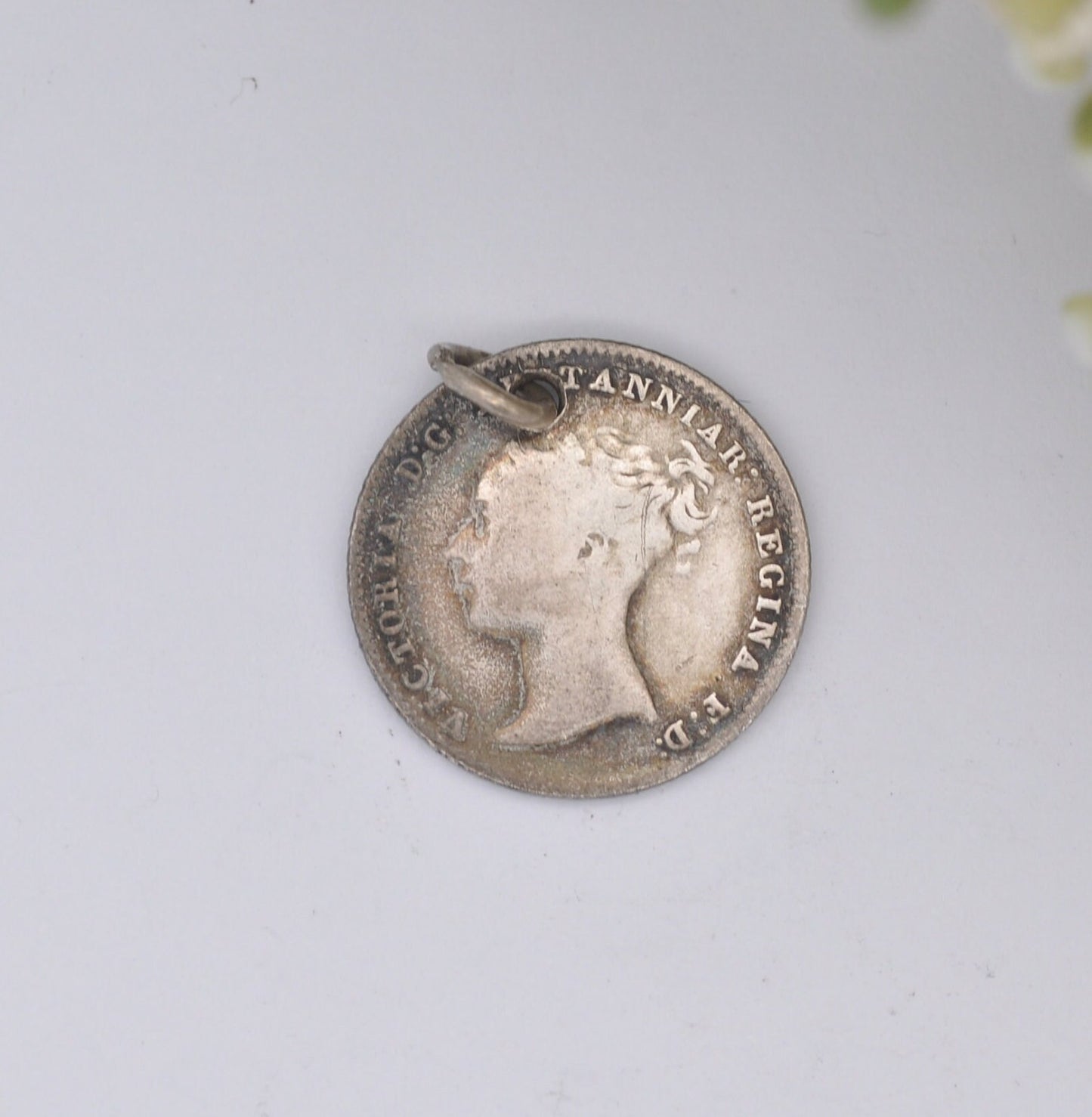 Antique Victorian Silver Fourpence 1843 Coin Charm Pendant - Young Head | Old Groat | Pierced Coin Jewellery