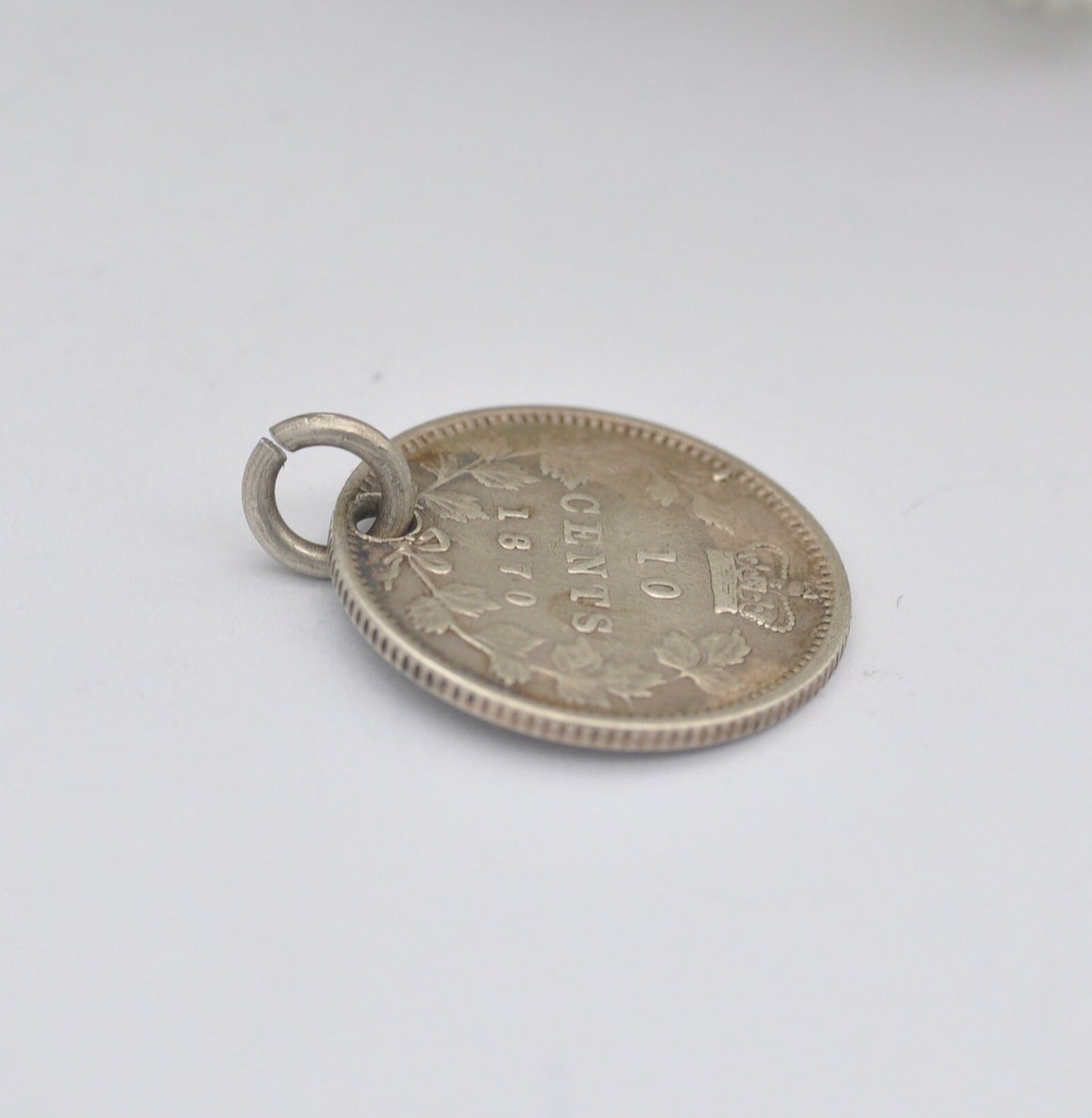 Antique Sterling Silver Victoria Canada 10 Cents 1870 Coin Charm Pendant - Young Head | Silver Coin Jewellery