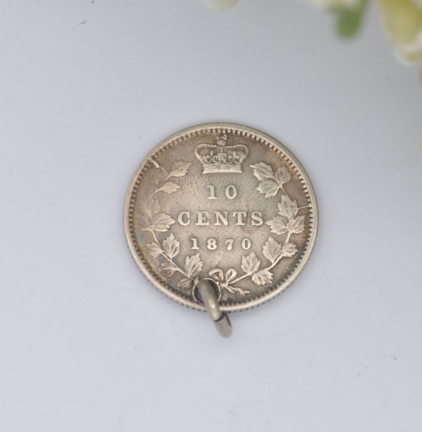 Antique Sterling Silver Victoria Canada 10 Cents 1870 Coin Charm Pendant - Young Head | Silver Coin Jewellery