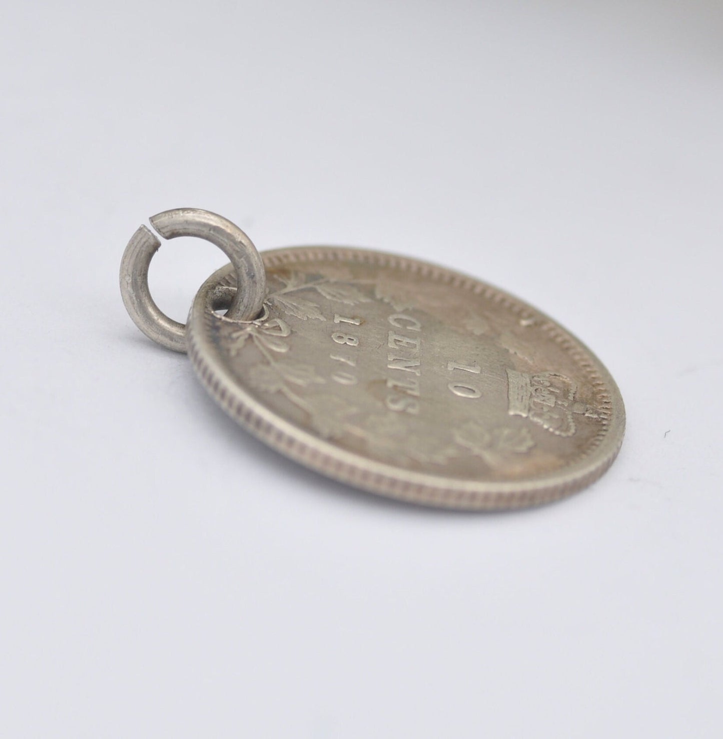 Antique Sterling Silver Victoria Canada 10 Cents 1870 Coin Charm Pendant - Young Head | Silver Coin Jewellery