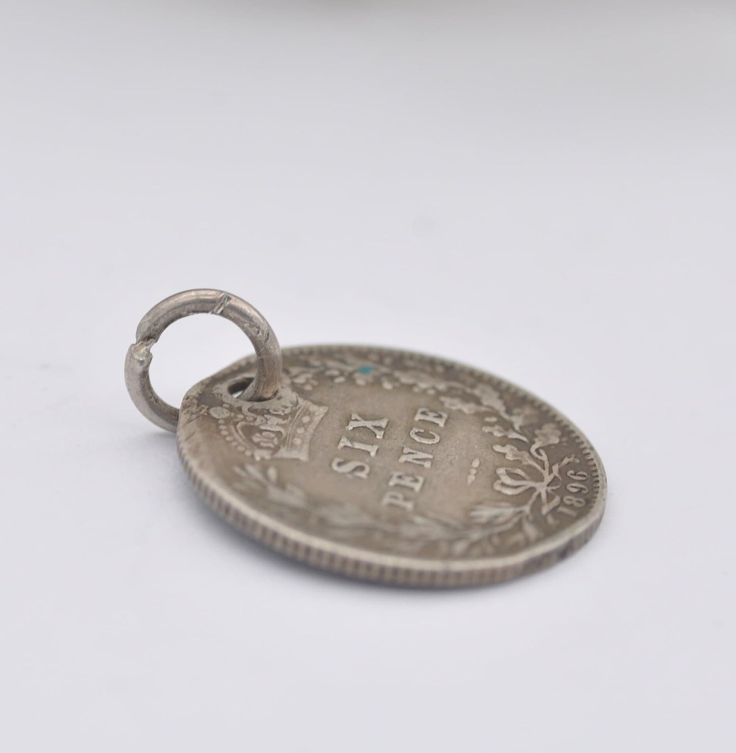 Antique Victorian Silver Six Pence 1896 Coin Charm Pendant - Victorian Silver Coin Jewellery | Old Head