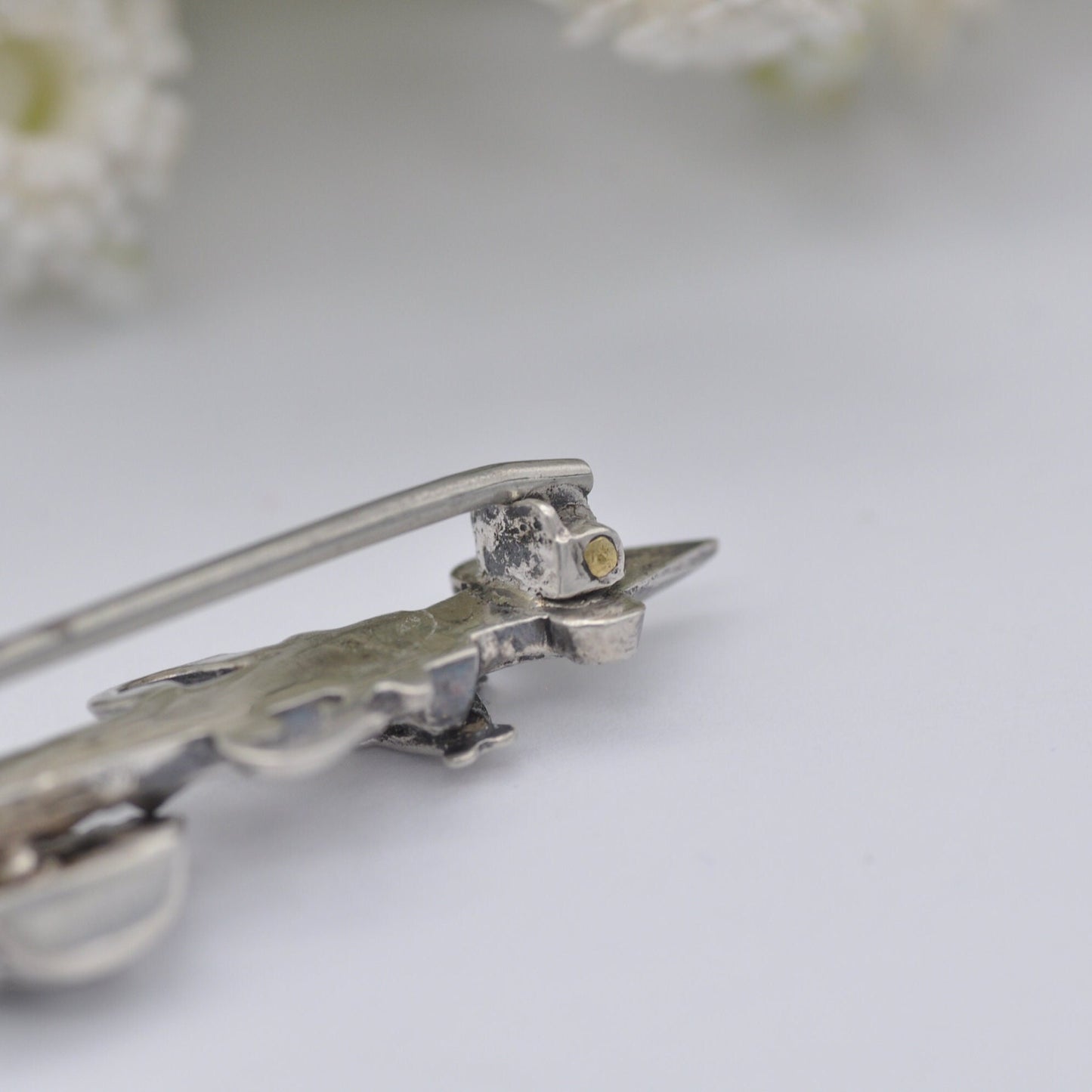 Antique Queen Victoria Sterling Silver VR Crown Bar Brooch - Royal Memorabilia