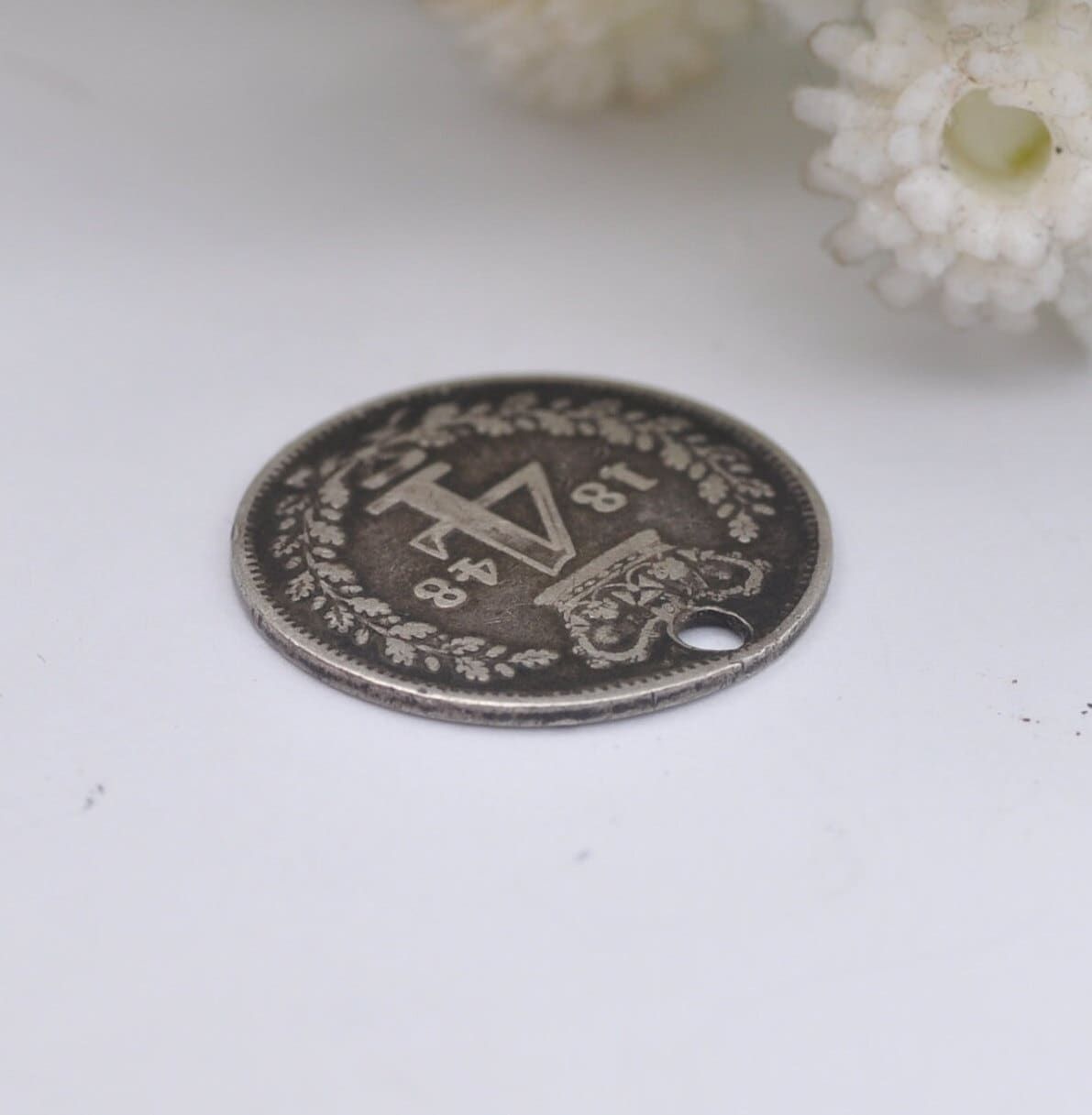 Antique Victorian Silver Fourpence 1848 Coin Charm Pendant - Young Head | Old Groat | Pierced Coin Jewellery