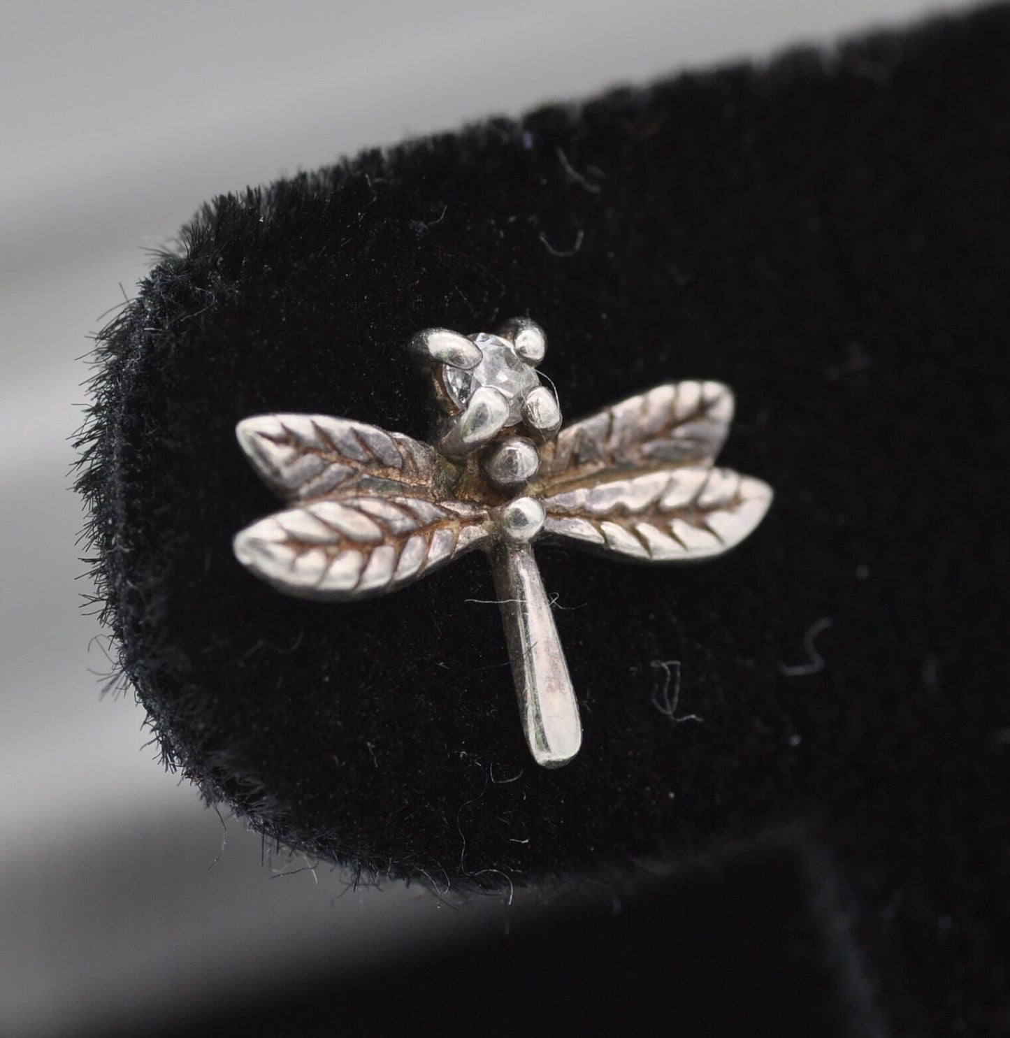 Vintage Sterling Silver Diamond Dragonfly Stud Earrings - Diamond Head Insect