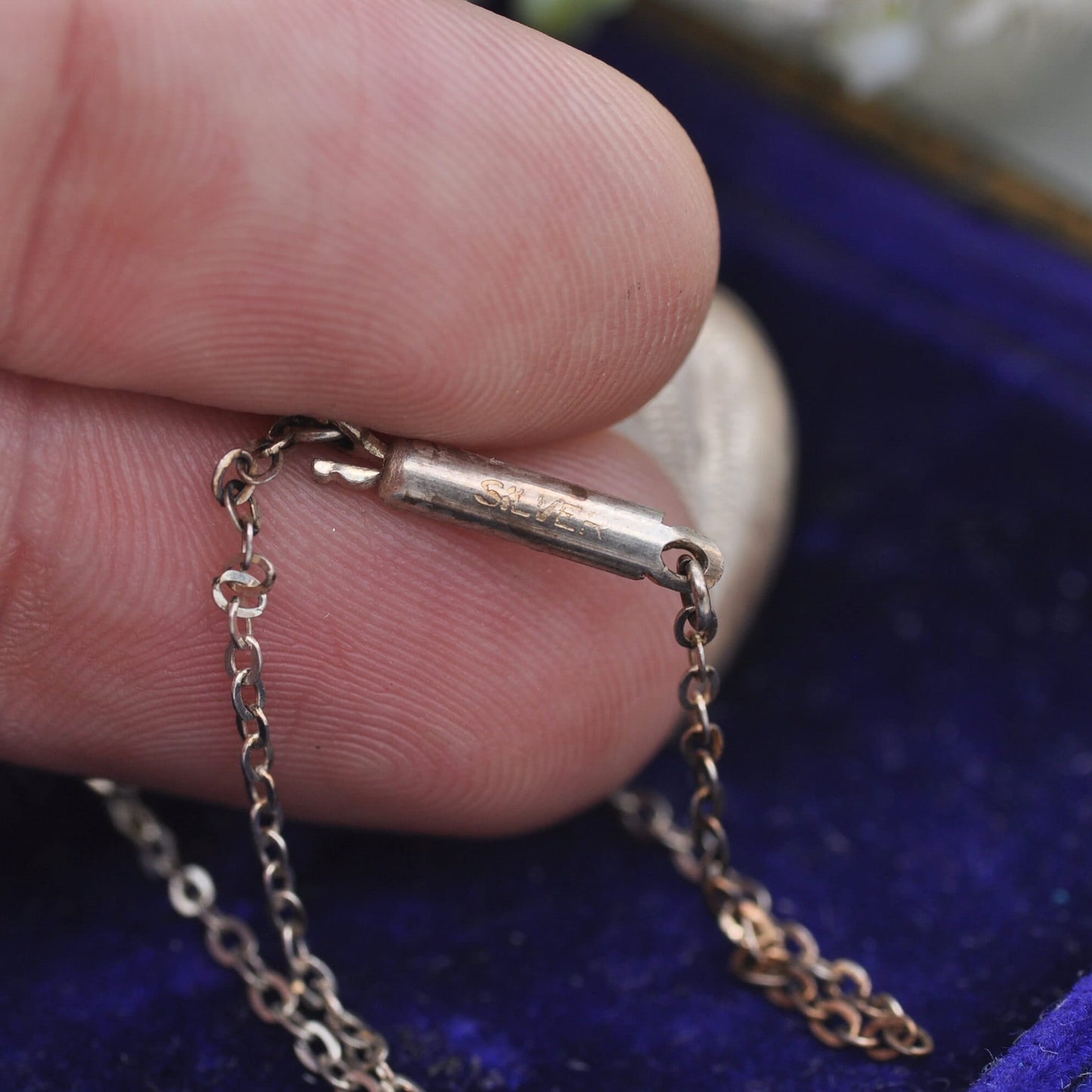 Antique Sterling Silver Puffed Heart Pendant Necklace with Hand Cut Design