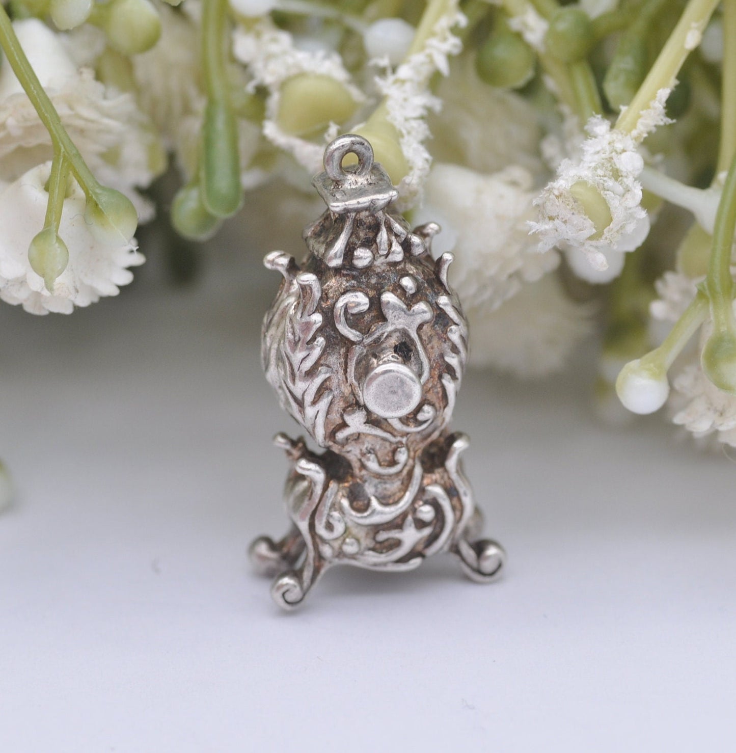 Vintage Sterling Silver Mantel Clock Charm Pendant
